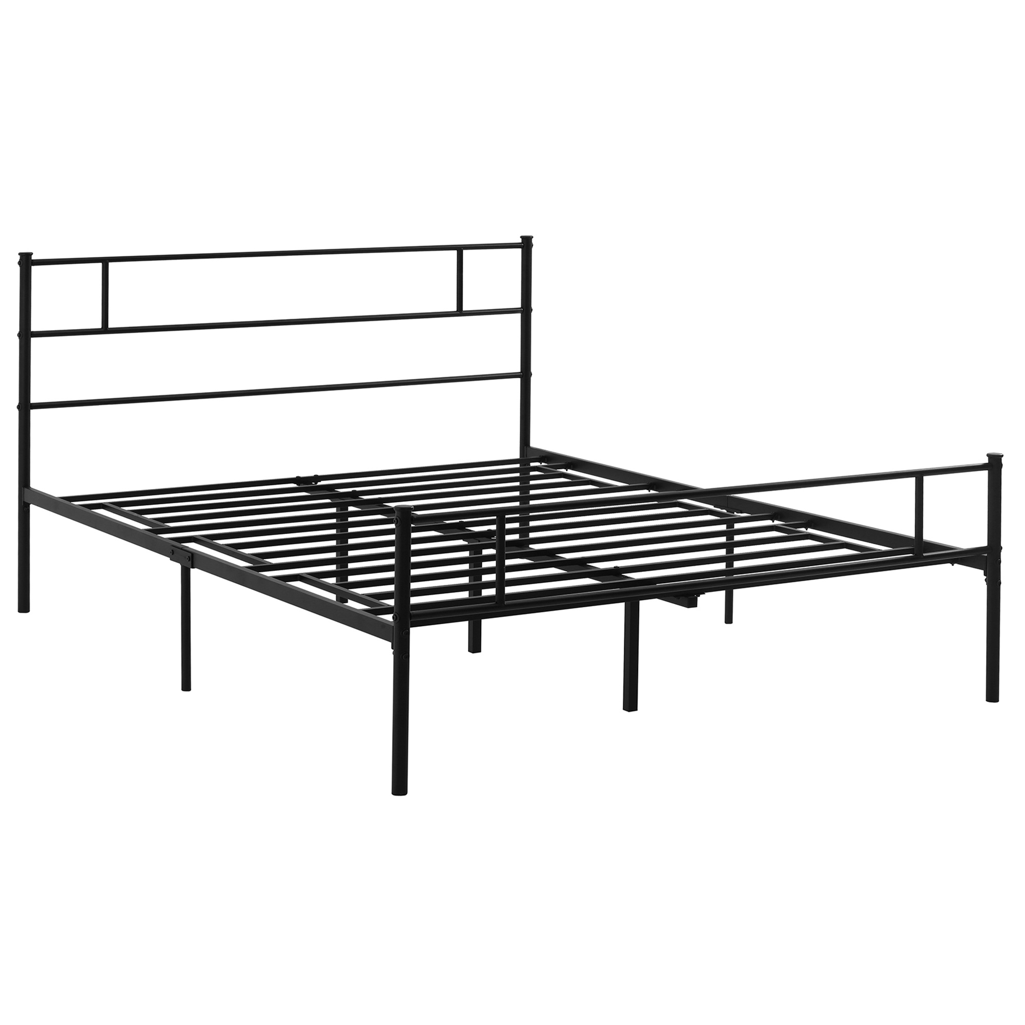 HOMCOM Doppelbettgestell aus Stahl 160x200cm mit Lattenrost, Kopf- und Fußteil - Schwarz