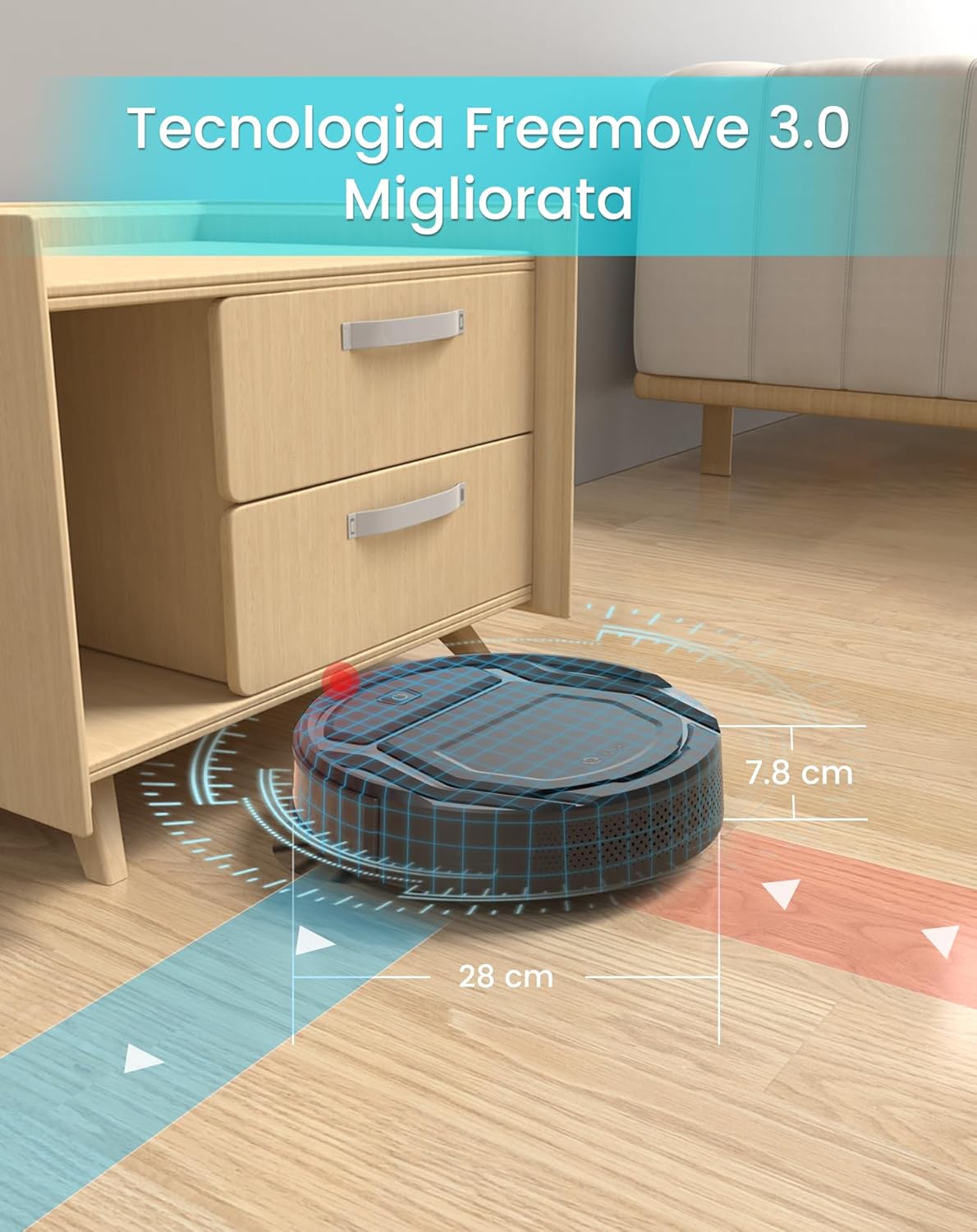 Lefant Robot Aspirapolvere con 2200Pa, Senza Grovigli,7,6cm Ultra Sottile,Autocaricante,Wi-Fi/App/Alexa,120 Minuti,6 Modalit脿 di Pulizia,Ideale per Peli di Animali Domestici,Pavimenti Duri M210-Pro