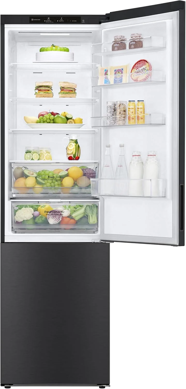 LG GBP62MCNBC, Energieklasse B, 384 L, koel-vriescombinatie, Fresh Features, koelkast met vriesvak en intern display, DoorCooling+, LINEARCooling, 59,5 x 203 x 67,5 cm �C Mat Zwart