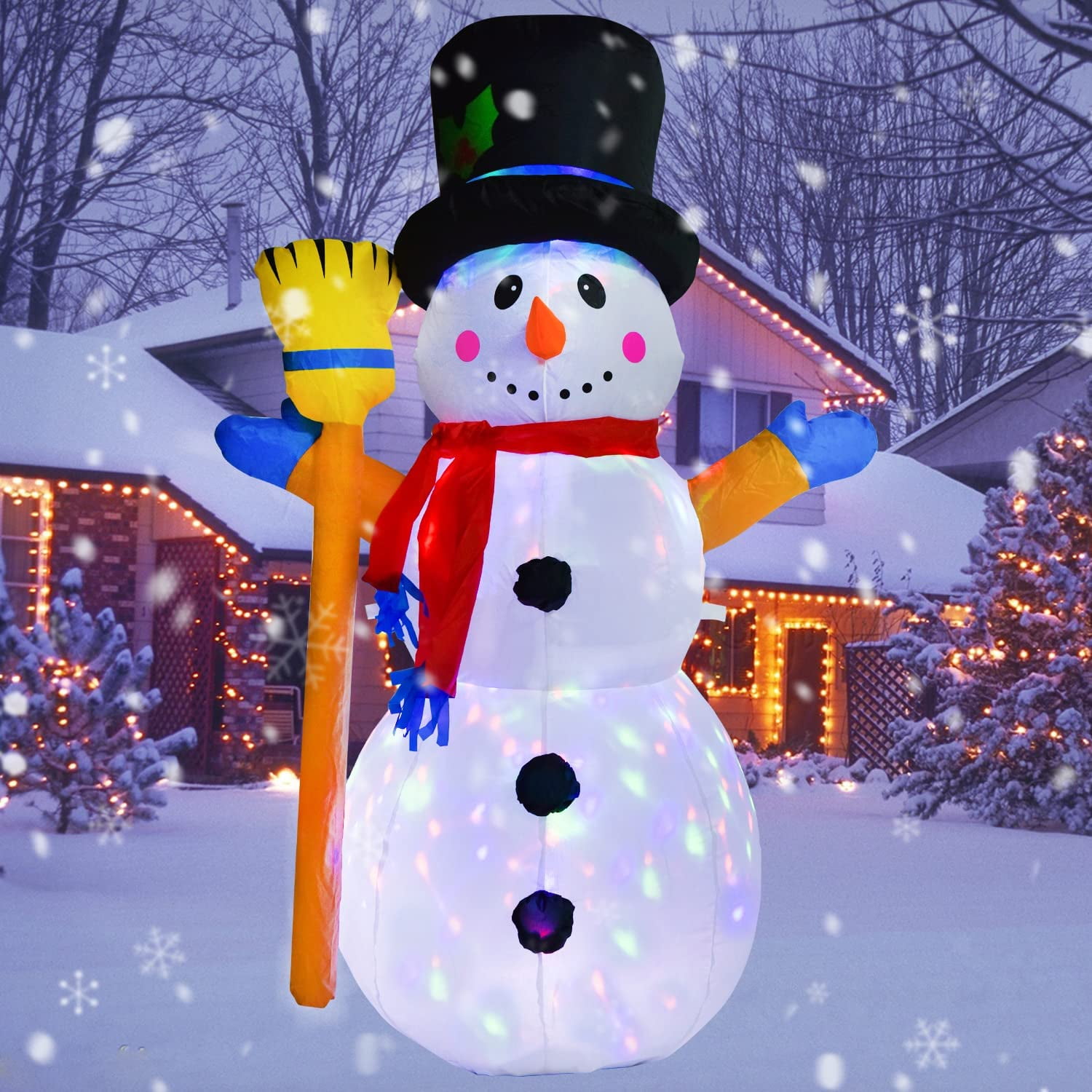 Goodwill 4.26 FT Inflatable Christmas Snowman with Rotating LED Lights, Indoor/Outdoor Holiday Decoration