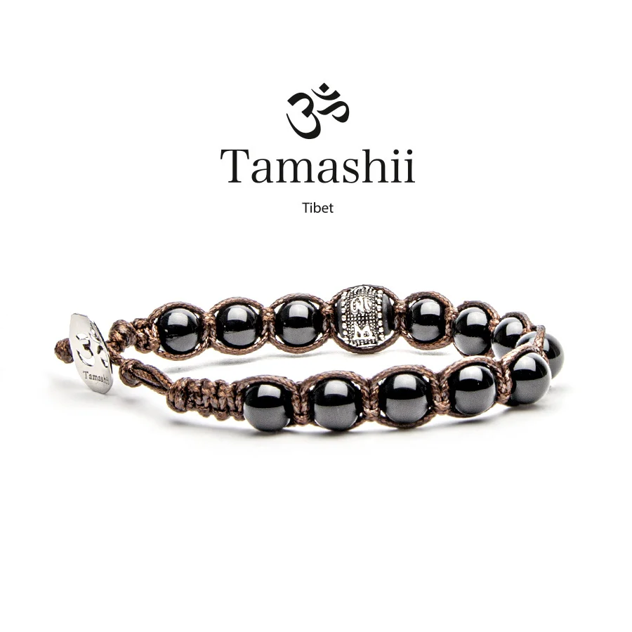 Bracciale Tamashii ruota della preghiera in onice nero BHS1100-1