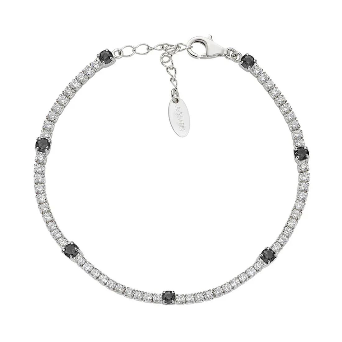 Bracciale Amen tennis con pietre nere e bianche 2 e 3mm BTB2B3N16