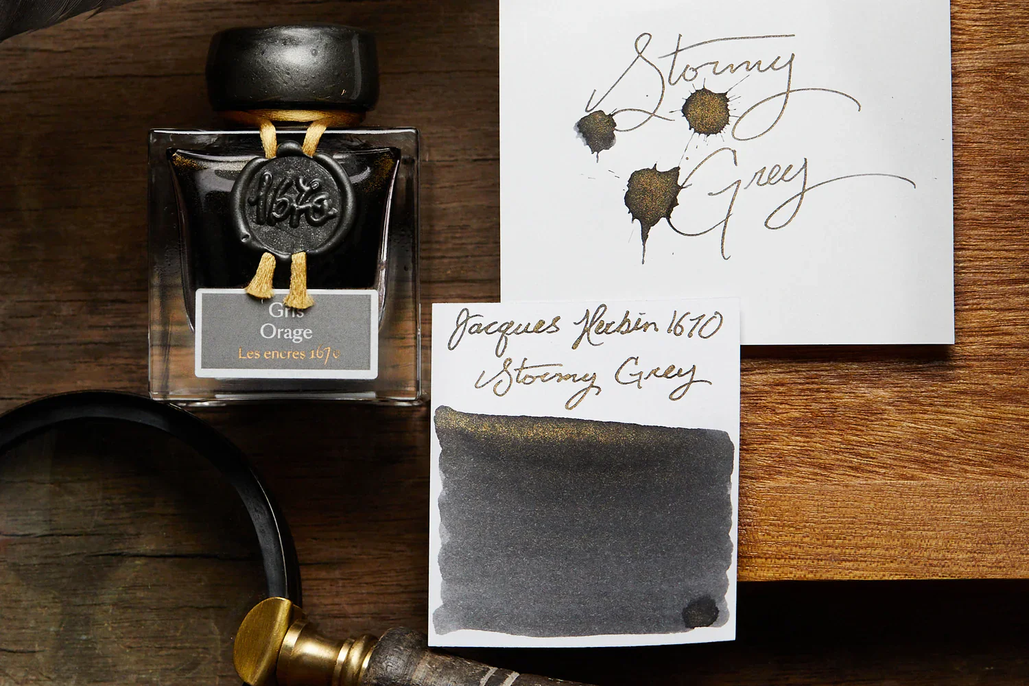 J. Herbin 1670 Ink with Gold Shimmer - Gris Orage Ink (Stormy Grey)