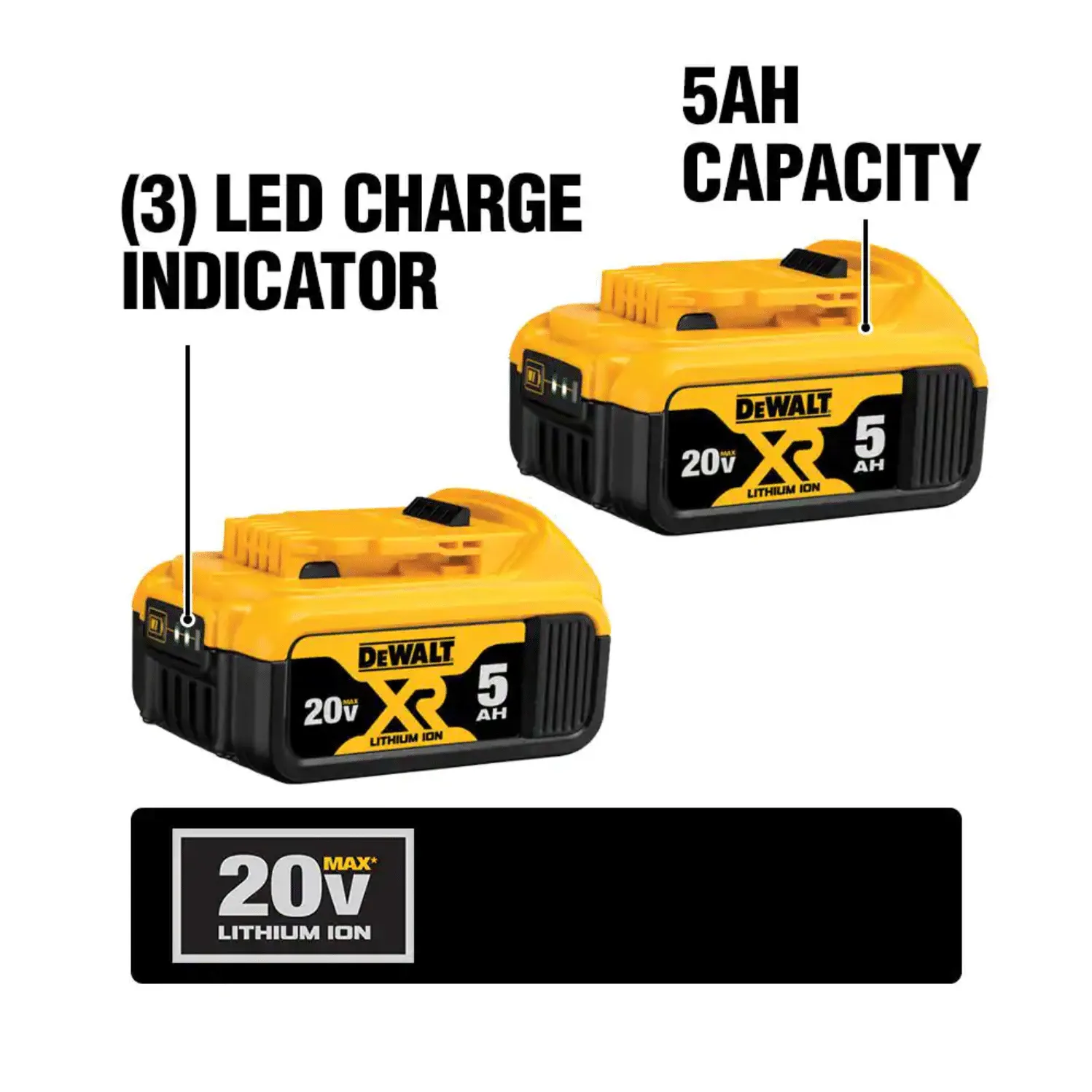 DW 20V Max XR 20V Battery, 5.0-Ah