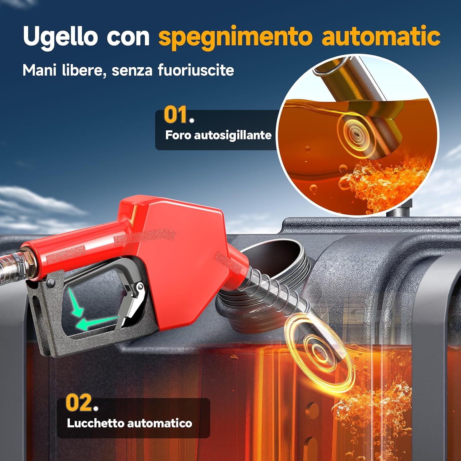 Taskstar Pompa Travaso Gasolio a Batteria 45L/min, Set di Pompe Elettriche da 21V con Batteria 2x4,0Ah, Pompa Portatile per Olio Combustibile con Ugello, 2x Tubo da 2 m per Diesel e Cherosene