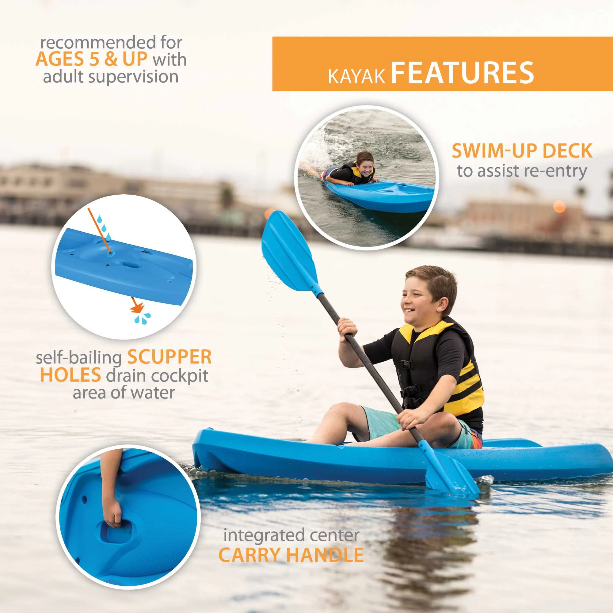 Lifetime Recruit 6.5 ft Youth Sit-on-Top Kayak, Lime Green (90765)