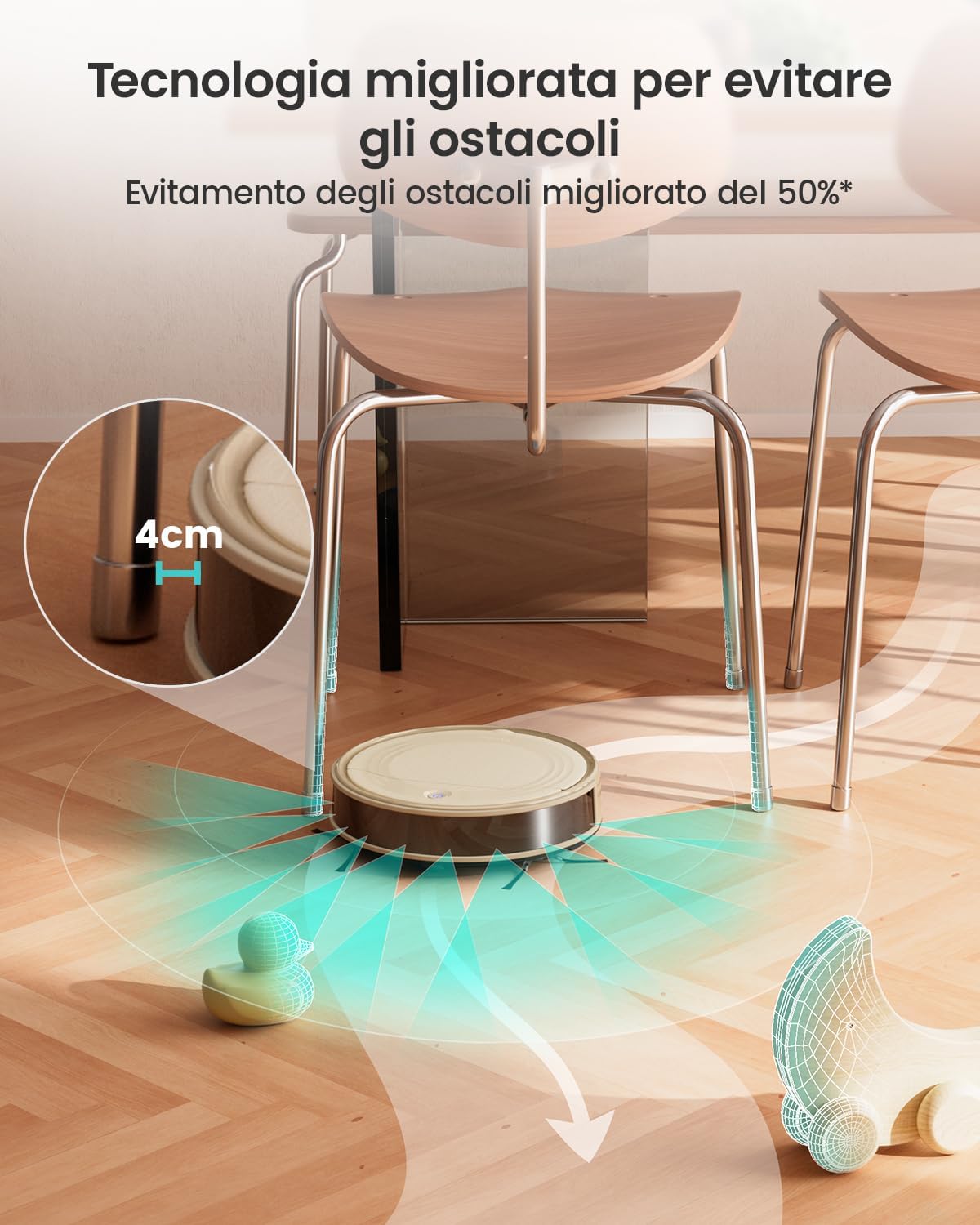 Lefant Robot Aspirapolvere con 2200Pa, Senza Grovigli,7,6cm Ultra Sottile,Autocaricante,Wi-Fi/App/Alexa,120 Minuti,6 Modalit脿 di Pulizia,Ideale per Peli di Animali Domestici,Pavimenti Duri M210-Pro