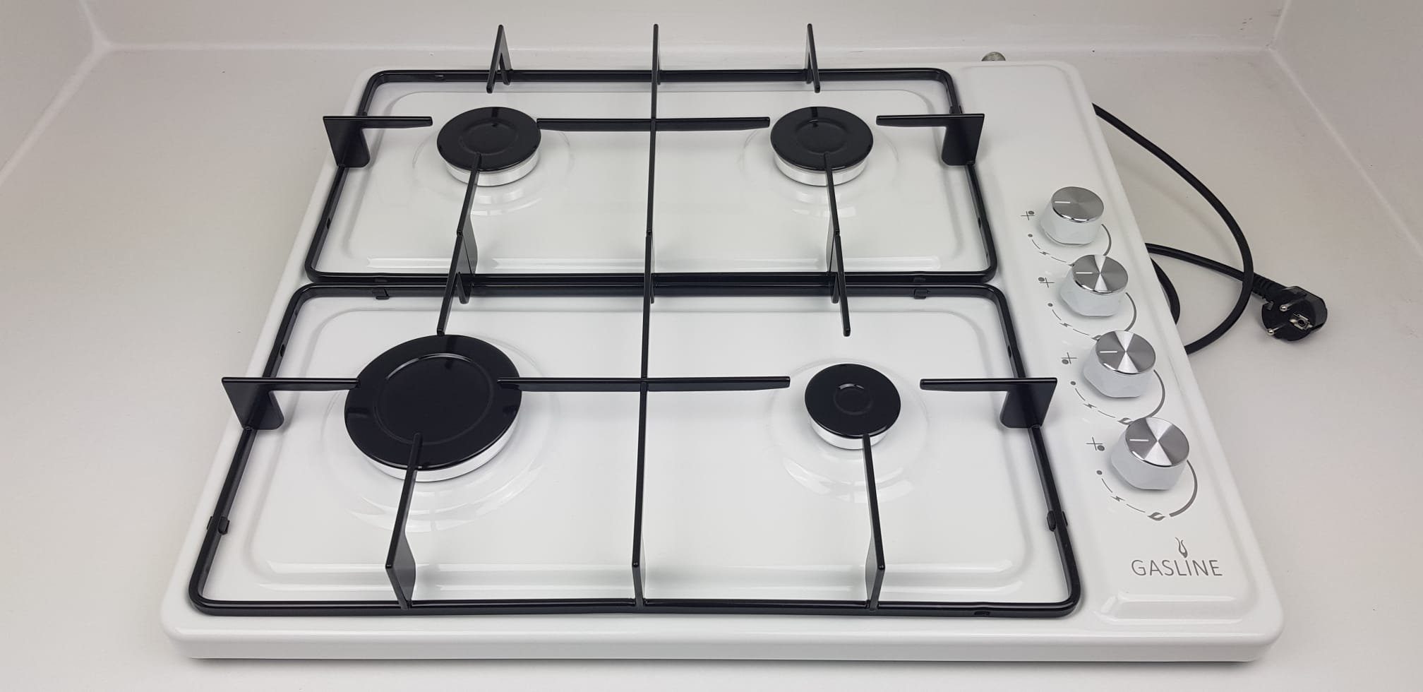 Gas-Kochfeld Tischkocher mit rutschfeste Gummifüße, elektrische Zündung und Zündsicherung, 60cm breit, 4 flammig, autark GAC60LPG