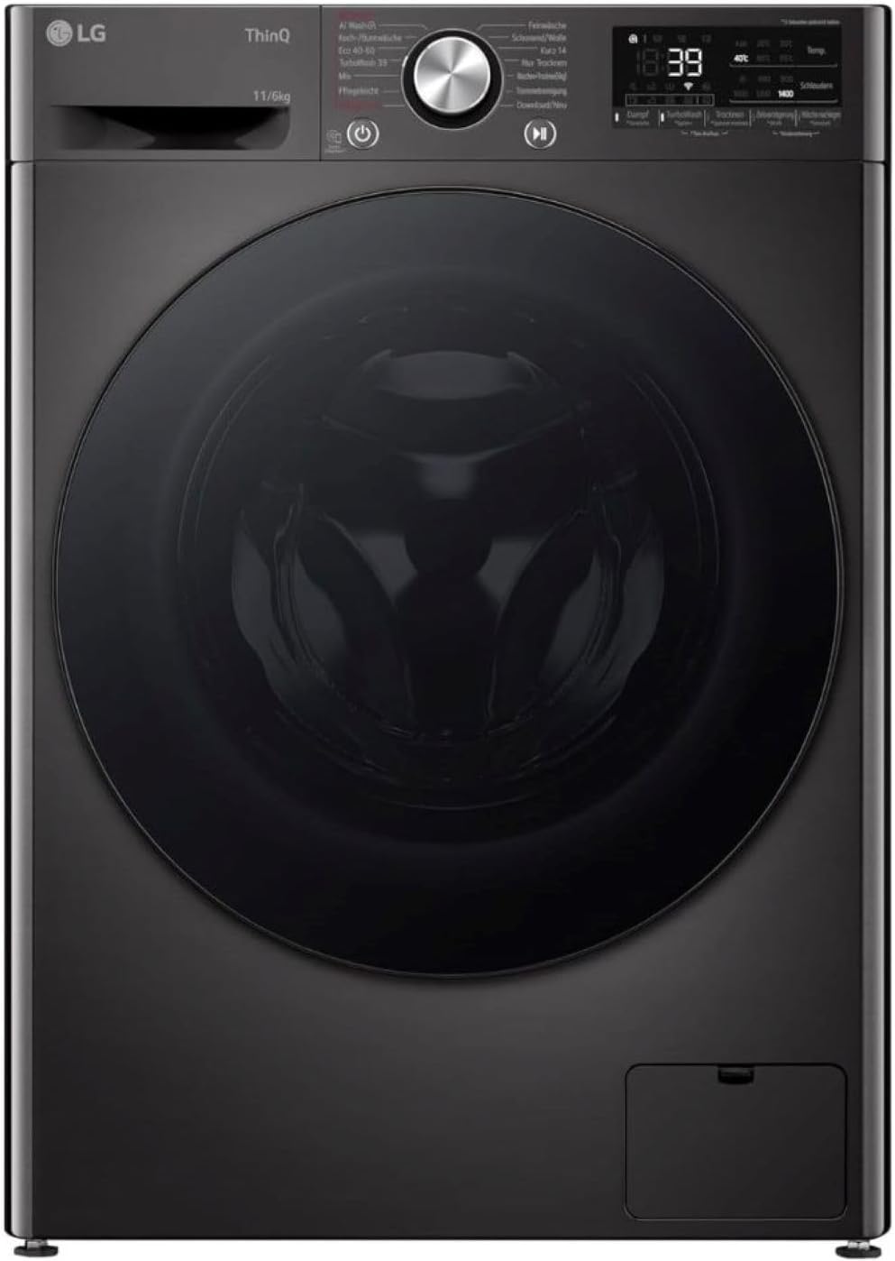 LG V7WD107H2E, Klasse E, Frontlader-Waschtrockner 10,5 - 7 kg, 1400 U/min, AI Direct Drive, Wi-Fi, Tiefenreinigung mit Dampf, TurboWash, Größere Kapazität, 62 x 60 x 85 cm ꟷ Weiß