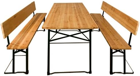 Casaria Set Mobili Stile Birreria 2X Panche da Sagra con Schienale 1x Tavolo 170x70x75 cm Salottino Esterno Feste Giardino