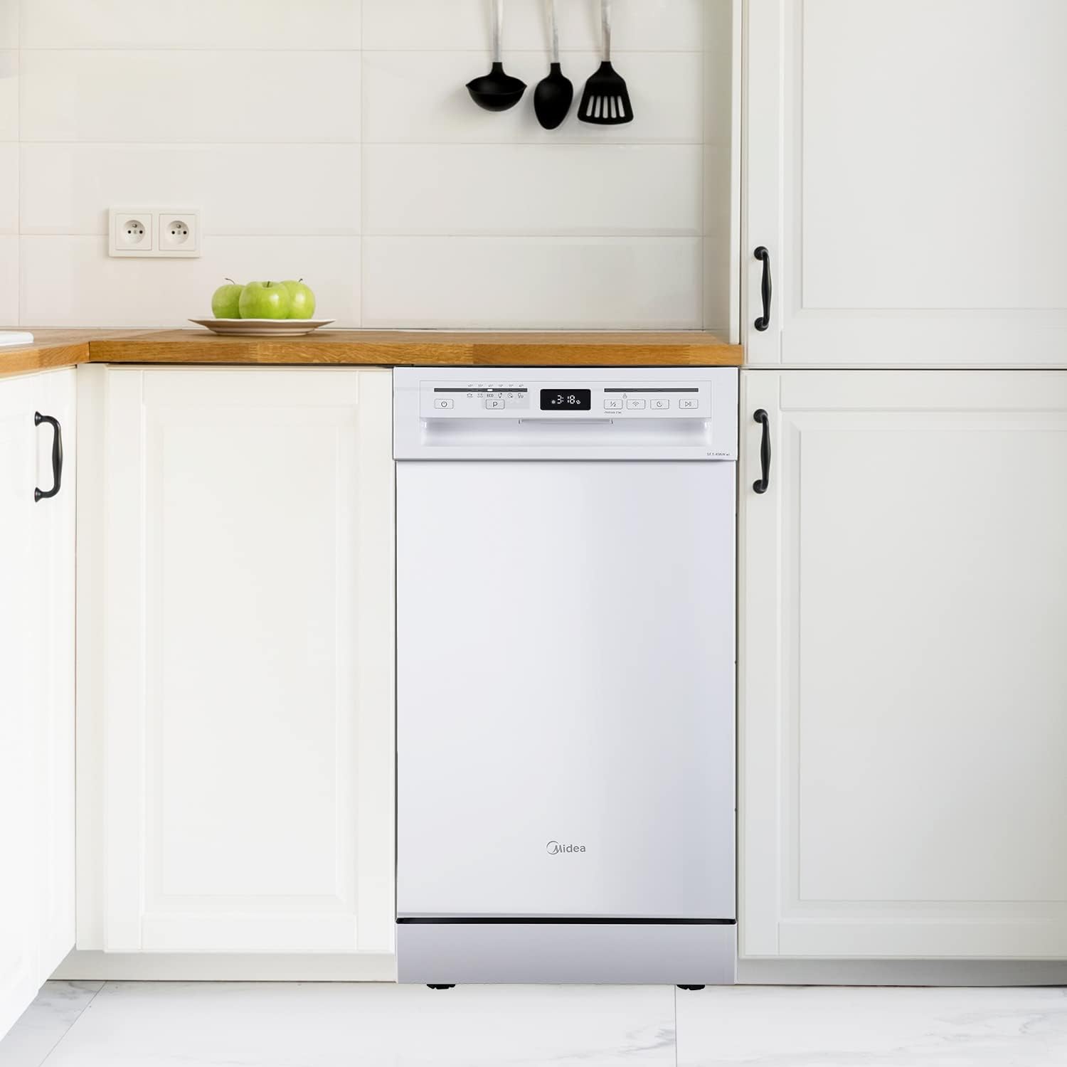 Midea MFD60S200X.1-IT Dishwasher Freestanding with 14 Places, 8 Programs, LED Display, Delay Start, Half Load Function, Extra Drying - Stainless Steel
