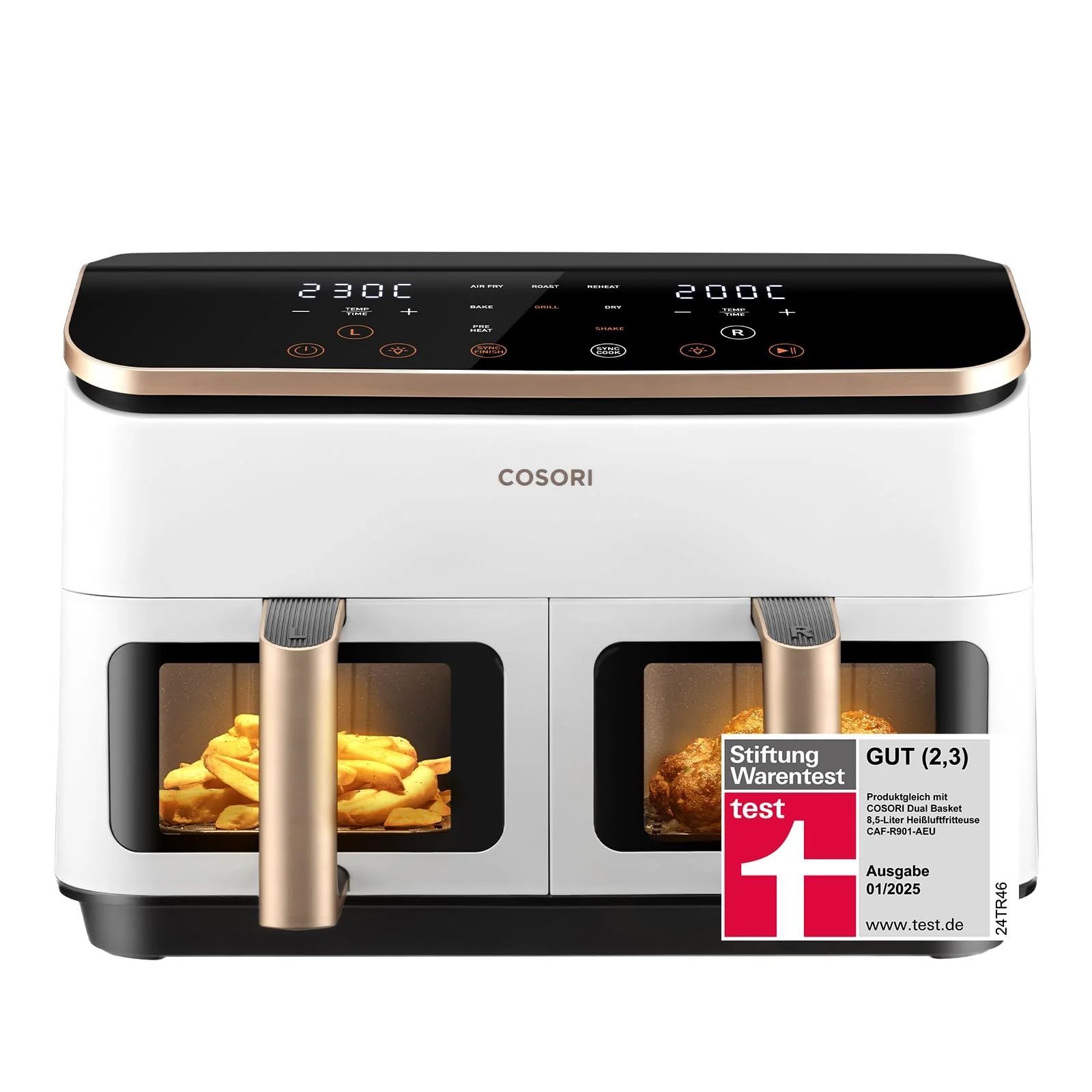 Cosori TF102S DualBlaze Heißluftfritteuse 10L – 3D Heizung, NTC-Sensor, 240°C, WiFi, 2800W, Schwarz