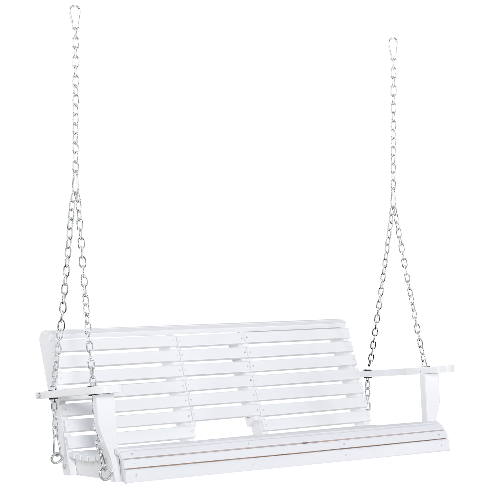 Outsunny Hängebank mit Klapptisch und Becherhaltern Naturholz 150 x 75 x 53cm
