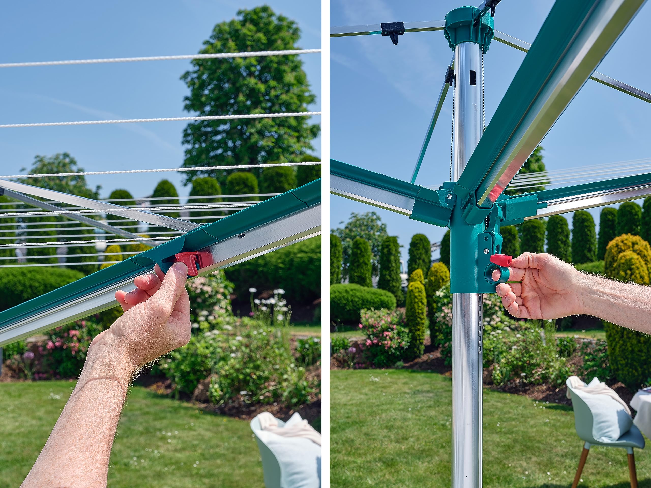 Leifheit Wäschespinne Linomatic 600 Deluxe Wäscheschirm mit 60 m Leinenlänge ideal für Garten und Balkon