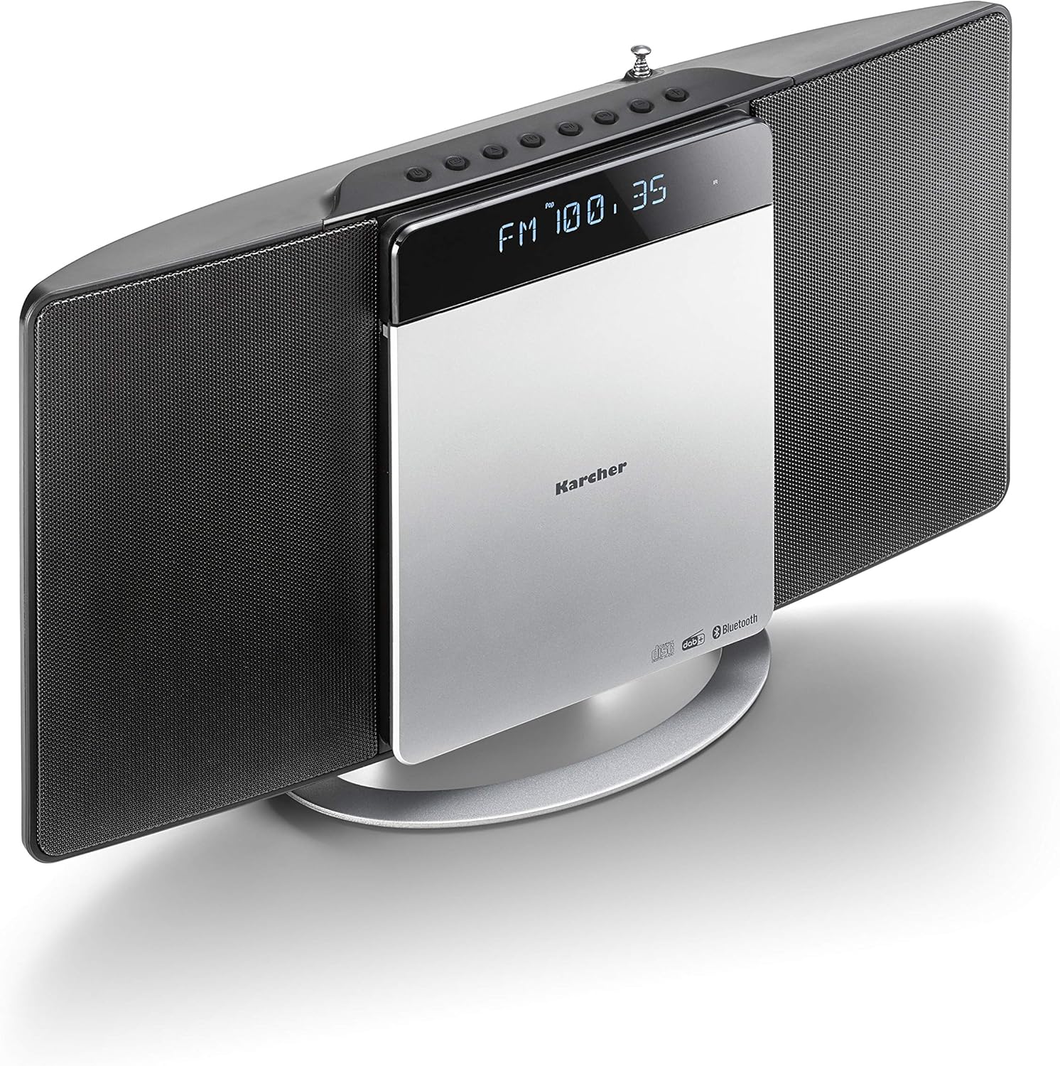 Karcher MC 6580D Compact System with CD Player, Vertical Stereo System, Bluetooth and Alarm Clock, FM and DAB+ Radio, Storable Stations, MP3 Playback via USB Port Black