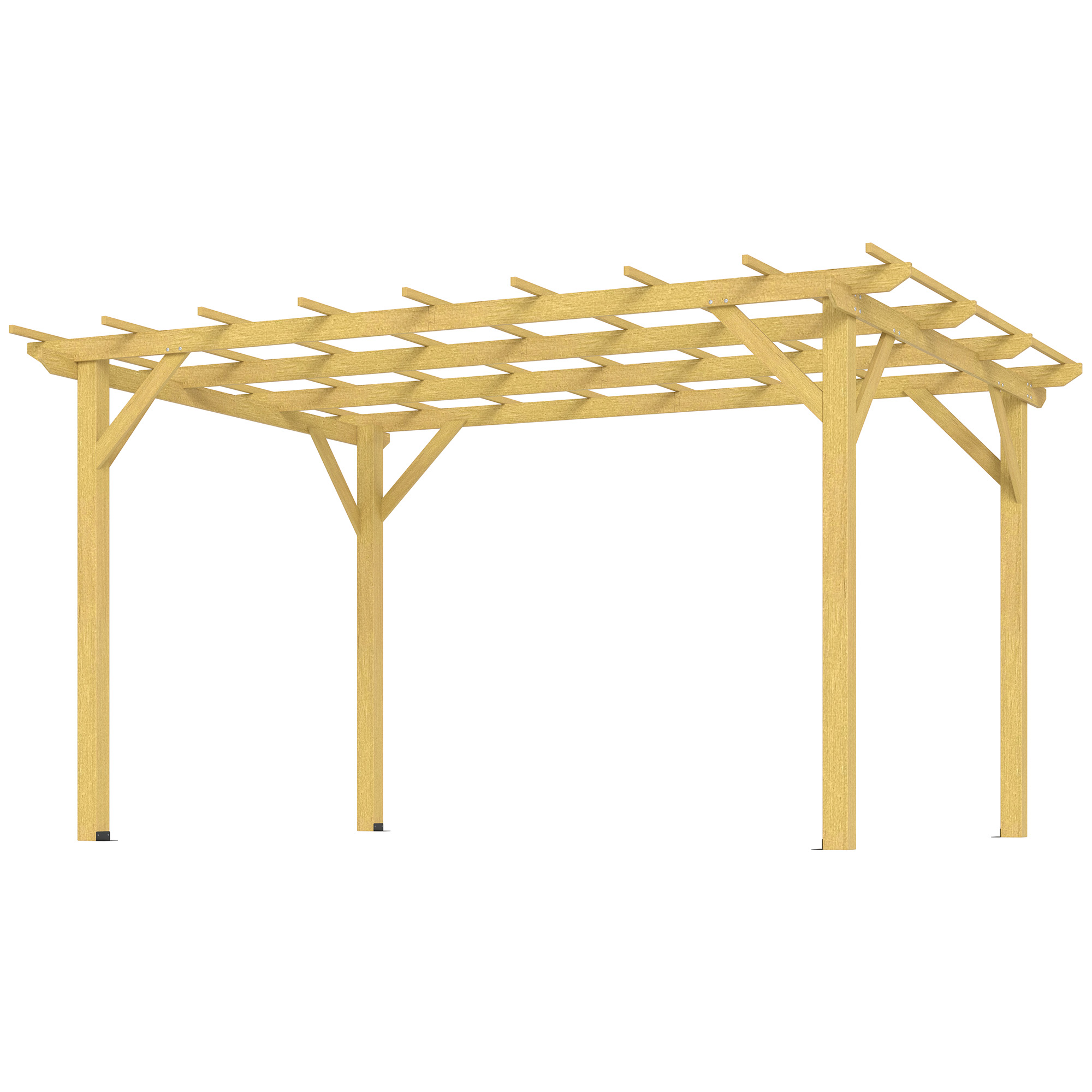 Outsunny Gartenpergola im Freien 3 x 4 m Holzpergola für kletternde Pflanzen, Naturholz