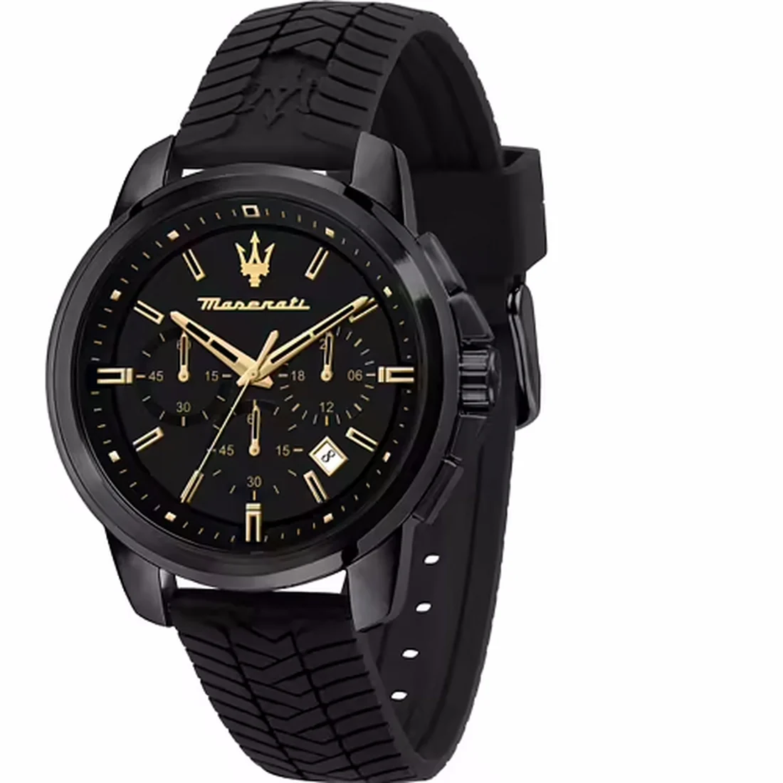 Orologio Maserati Successo crono nero e oro cinturino silicone R8871621011