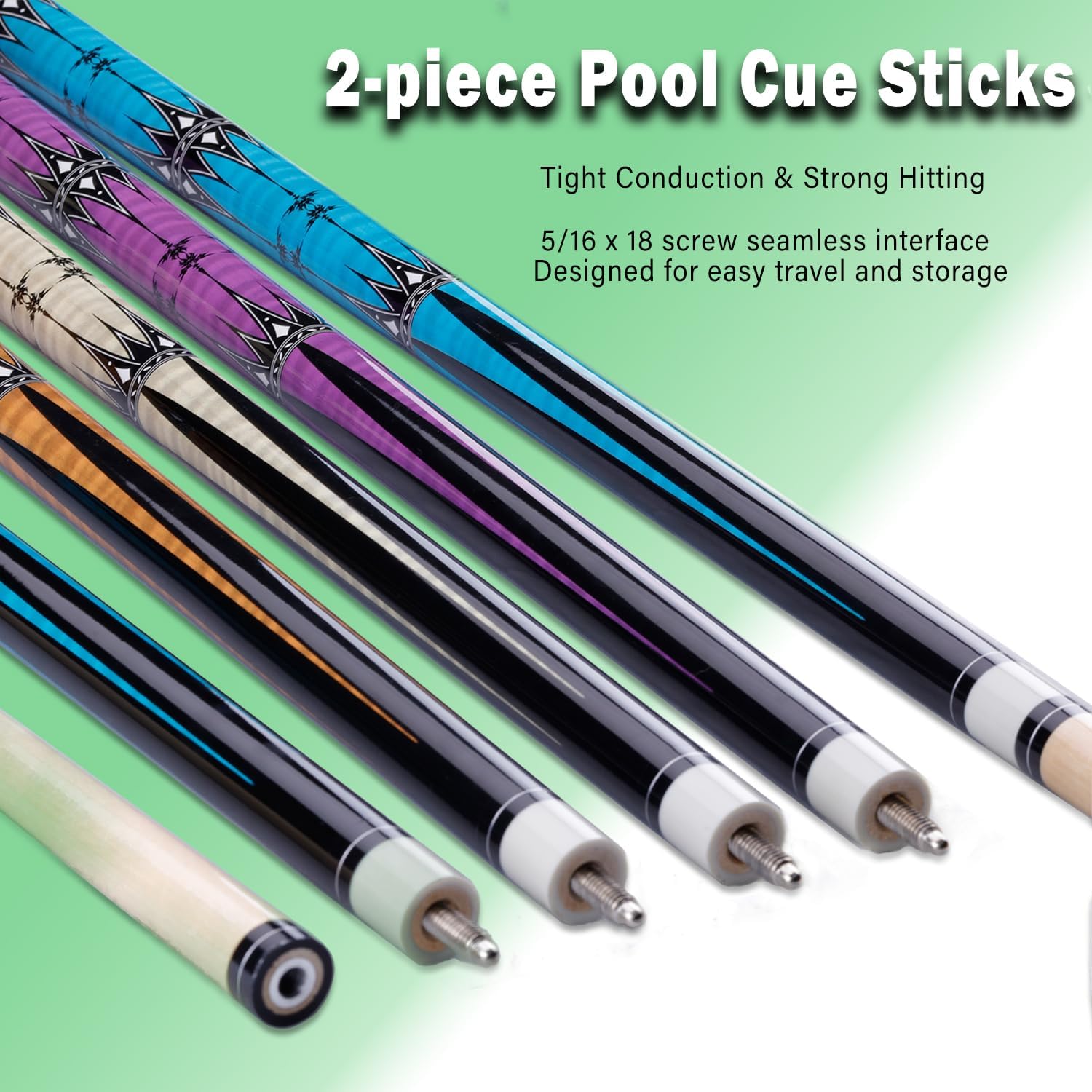 Sinsilvie 13mm 58 Pollici 19 20 Once Stecche Biliardo Pool,1/2 Maple Pool Cue Stick,Bastone da Biliardo da Bar per Uomini e Donne.
