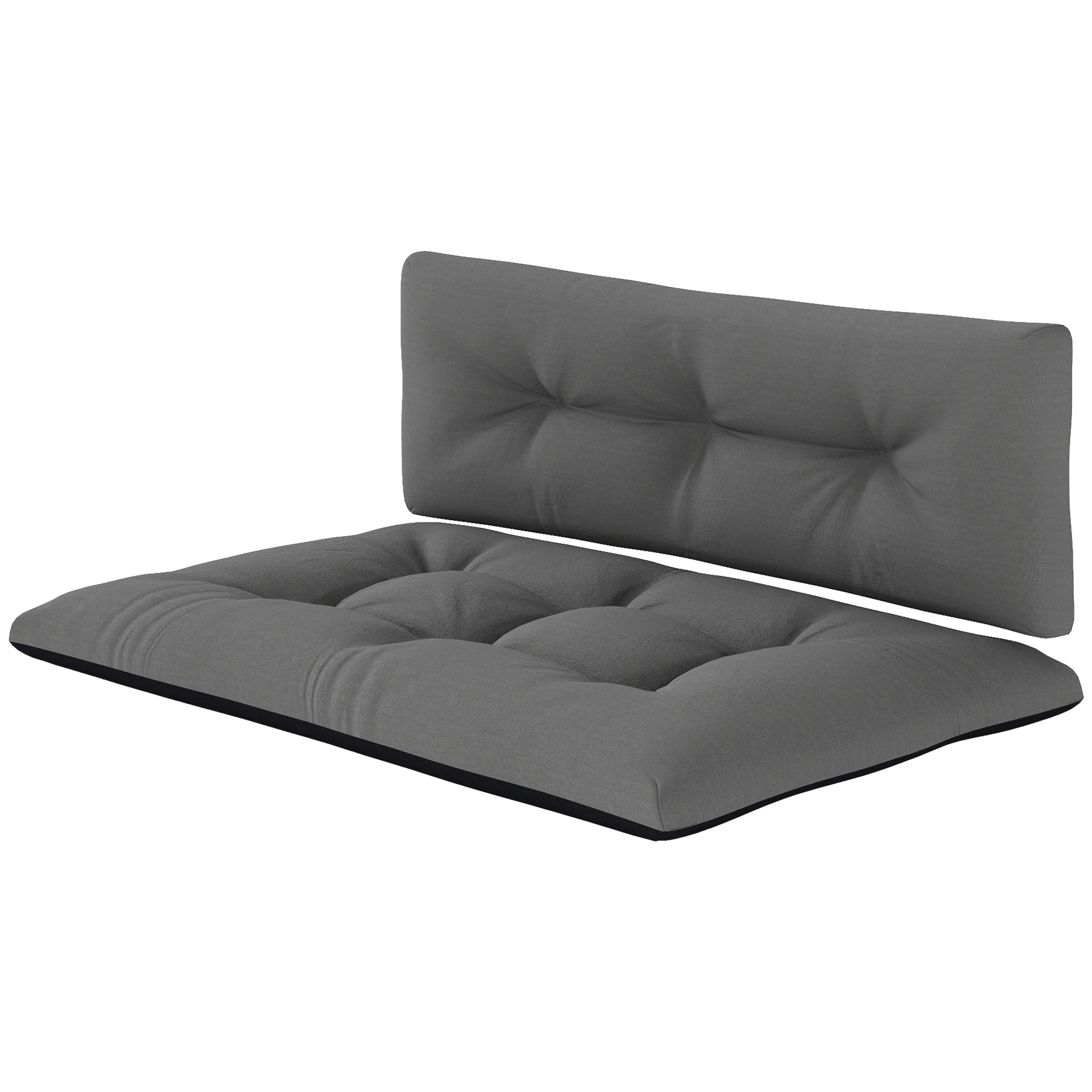 Outsunny Palettenkissen 2er Set Sitzkissen Palettenpolster mit Getuftetem Design Rückenlehne 120 x 77 x 10 cm Dunkelgrau