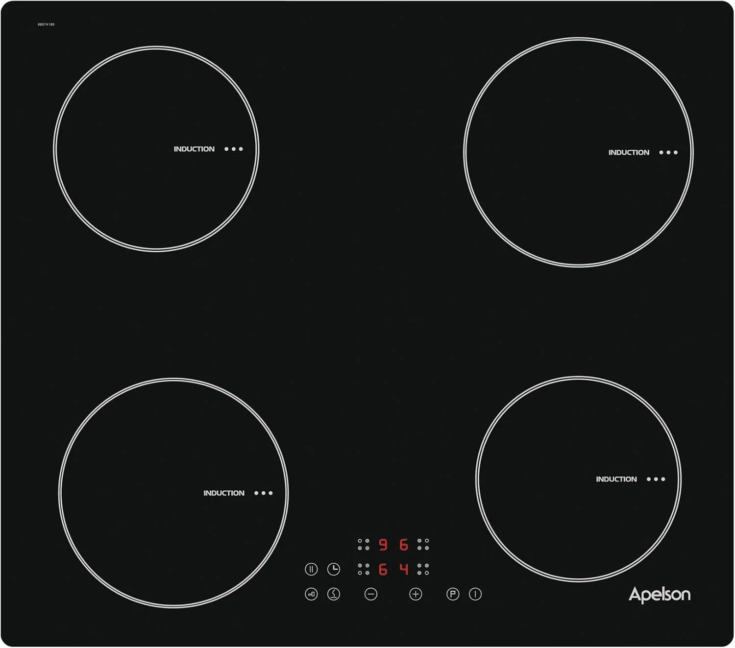 Apelson Kochfeld, 7 kW, Schwarz, AIT 4600 Induktions, 4 Kochzonen, Touch-Steuerung, 9 einstellbare Leistungsstufen