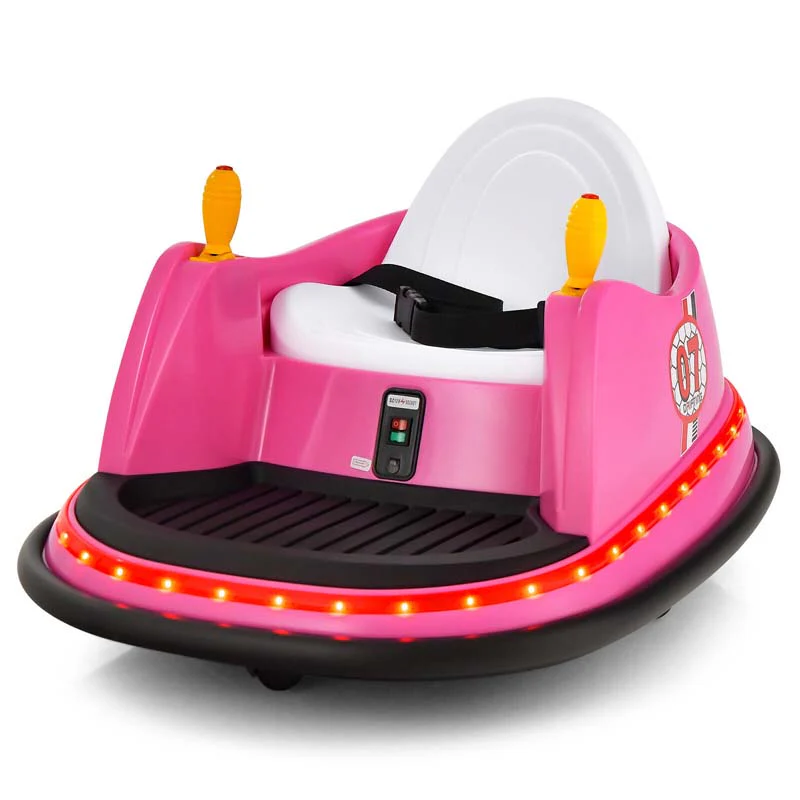 12V Toddler Bumping Car Battery Powered Baby Ride On Bumper Car With Dual Joysticks Flashing Led Light Amp 360 Degree Spin
