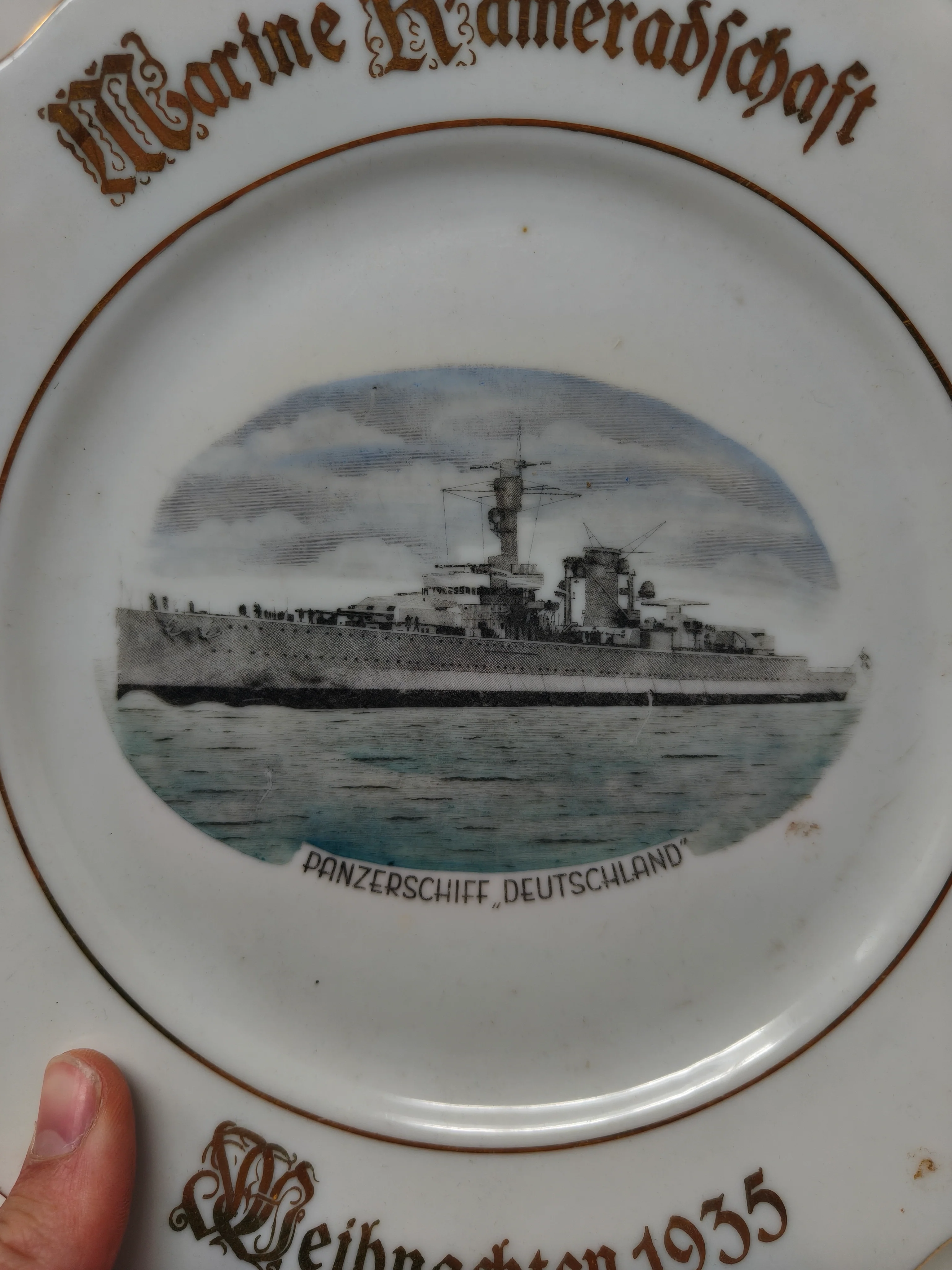 Plato Recuerdo Acorazado Deutschland 1935