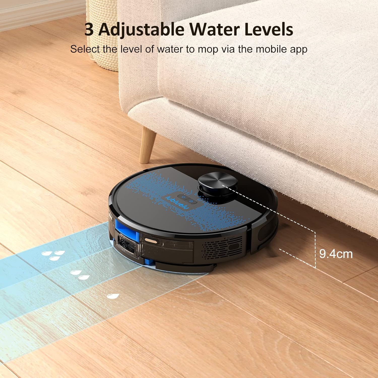 Lubluelu Saugroboter mit Wischfunktion 2-1, 4000Pa Staubsauger Roboter Lasernavigation mit 5 Karten, 55 dB Roboterstaubsauger mit APP Steuerung, Ideal für Tierhaare, Teppiche, Hartböden, Blau (SL60D)