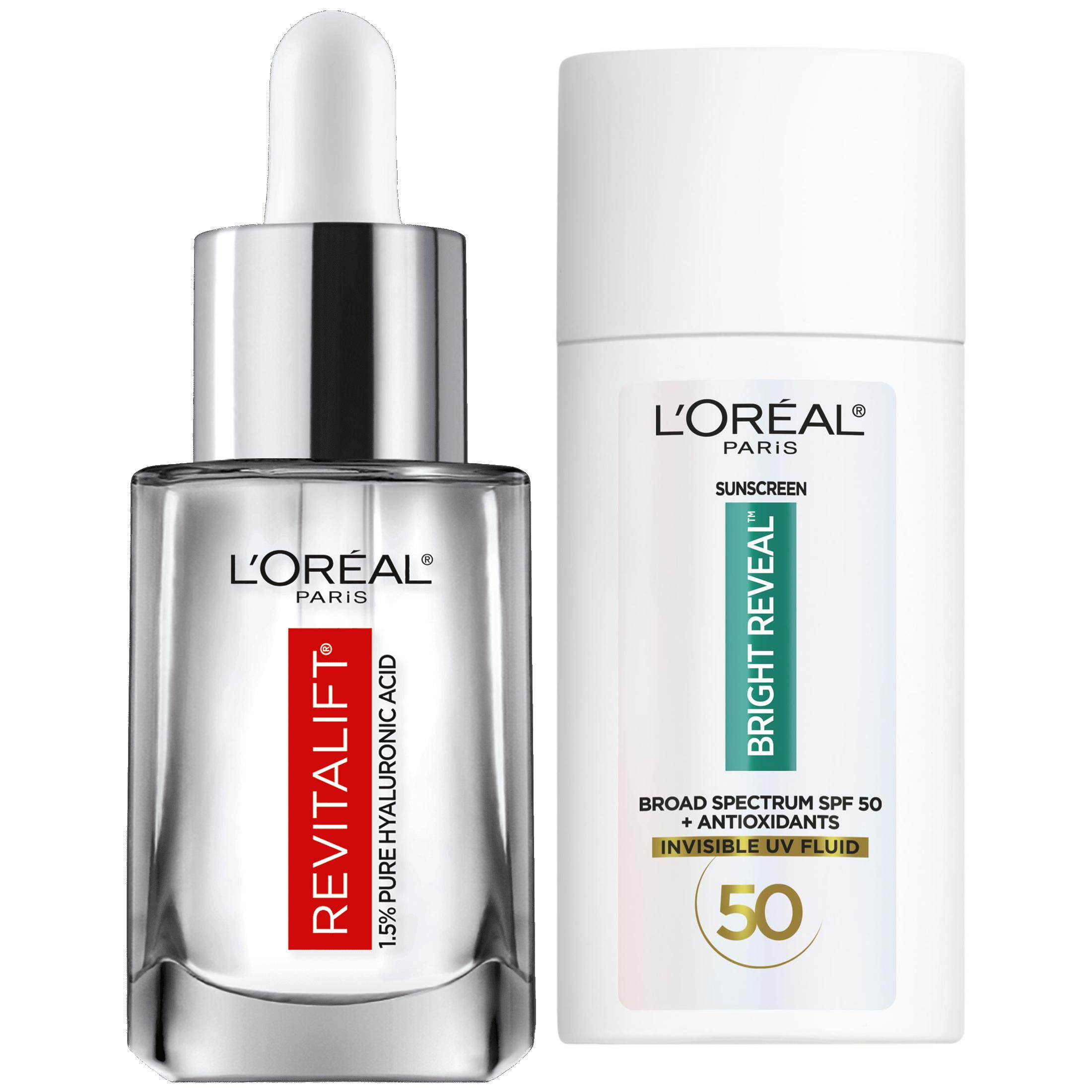 L&rsquo;Oreal Paris Revitalift Hyaluronic Acid Serum & Bright Reveal SPF 50 Sunscreen Set