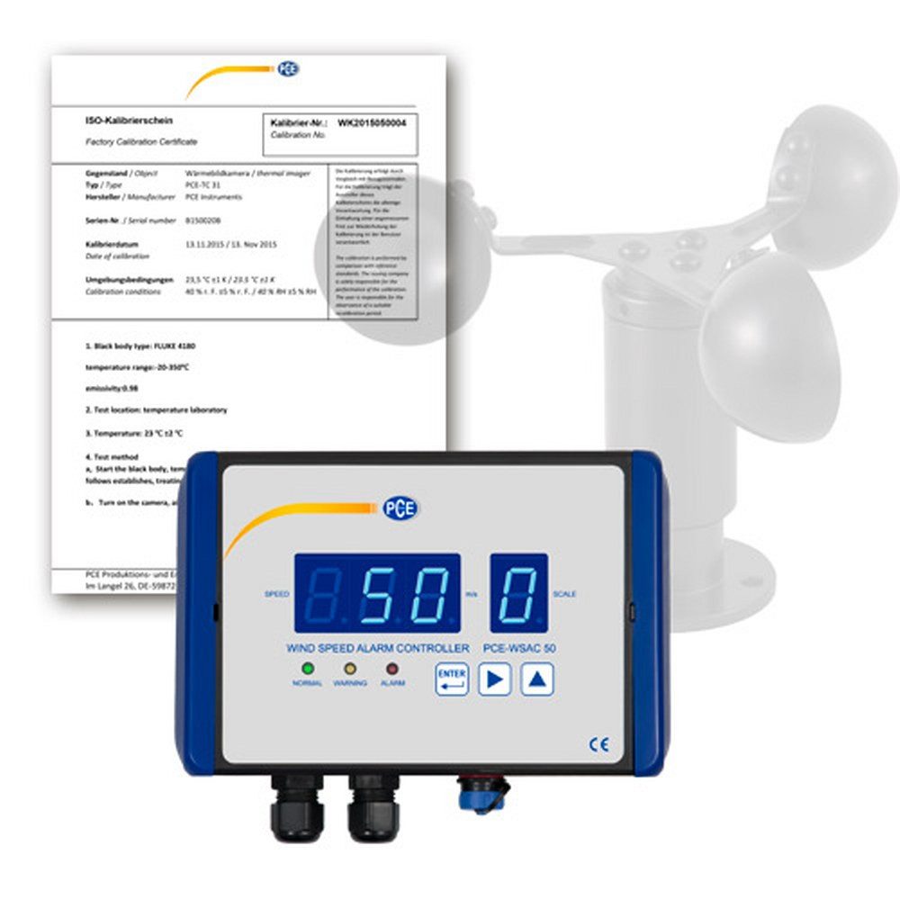 Wetterstation Anemometer / Windwarngerät PCE-WSAC 50-111, Voralarm und Alarm