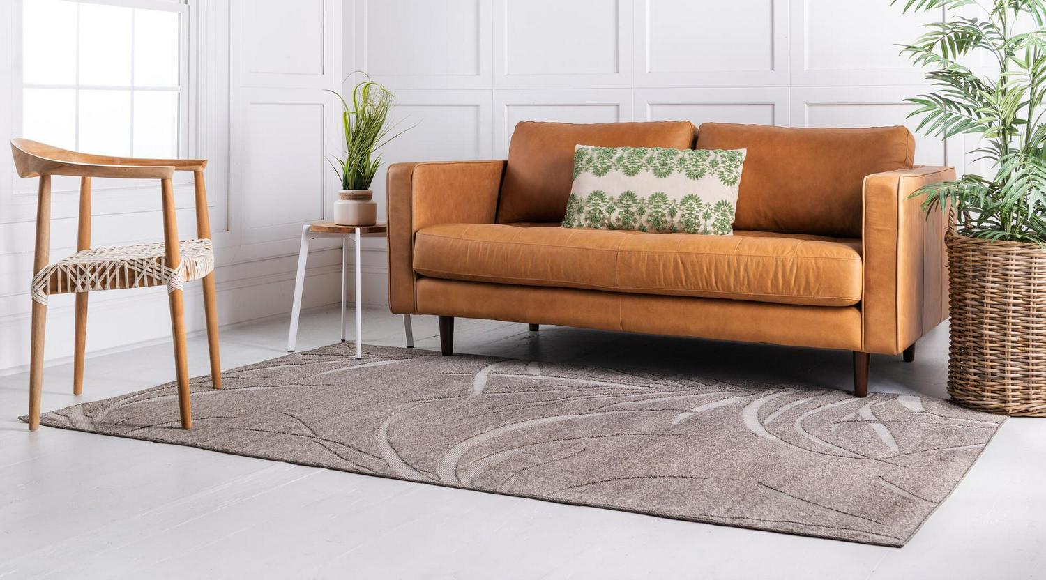 Unique Loom Orlando Botanical Rug &ndash; 5&times;8 Brown/Beige, Indoor/Outdoor, Stain & Fade Resistant, Polypropylene