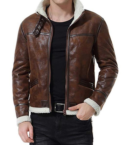Reno Brown Shearling Leather Jacket
