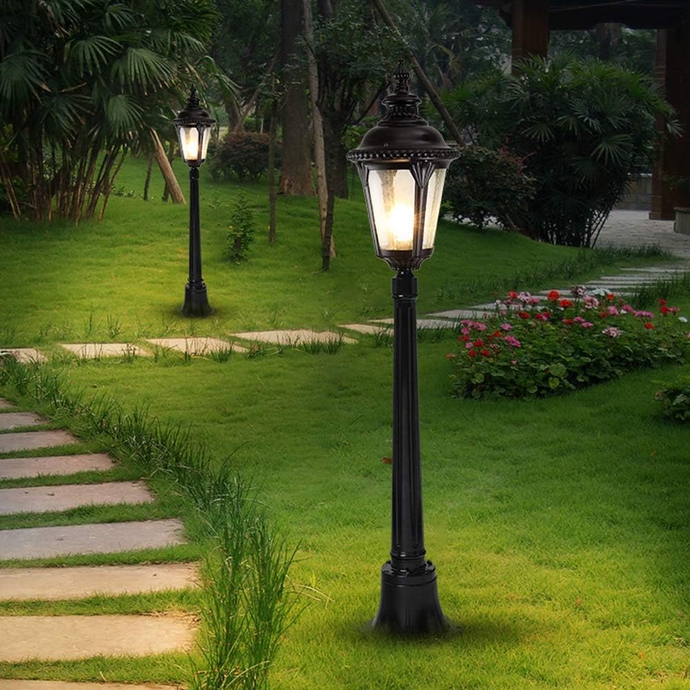Premium 1,85 m Aluminium-Stehlampe für den Außenbereich, E27, helle Laterne, klassische europäische Landschaftsbeleuchtung für Gärten, Straßen und Outdoor-Dekoration, ländlicher Stil