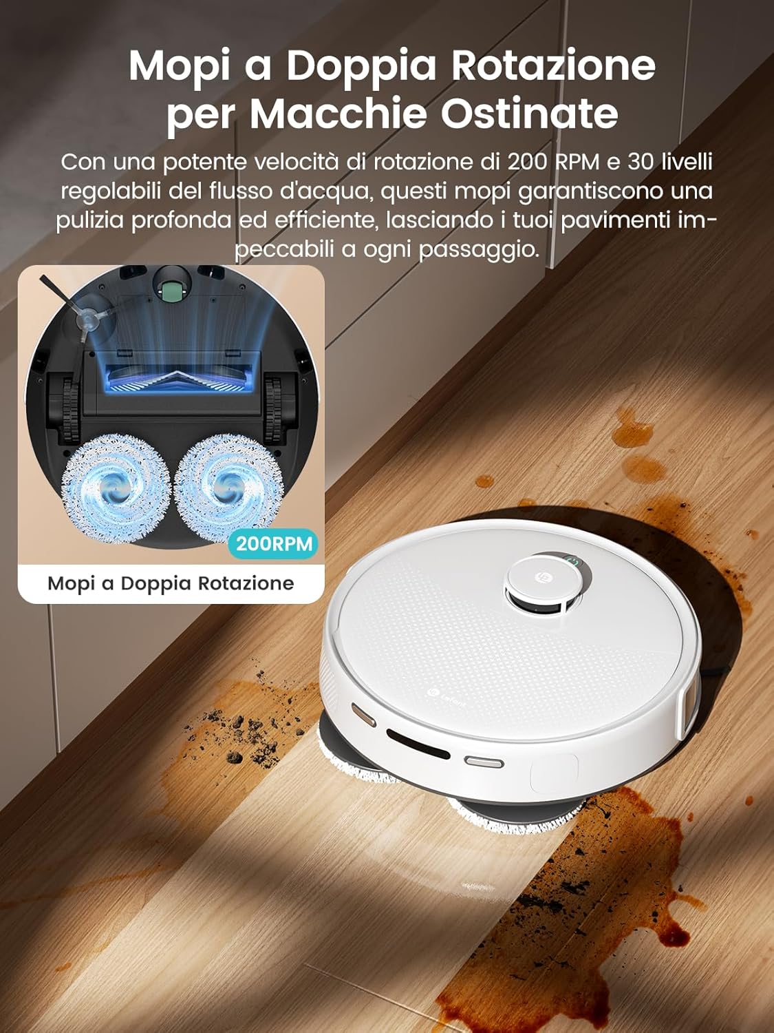 Lefant Robot Aspirapolvere con 2200Pa, Senza Grovigli,7,6cm Ultra Sottile,Autocaricante,Wi-Fi/App/Alexa,120 Minuti,6 Modalit脿 di Pulizia,Ideale per Peli di Animali Domestici,Pavimenti Duri M210-Pro