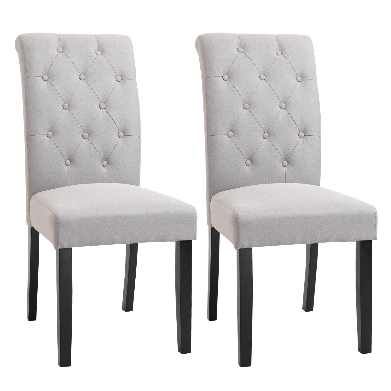 HOMCOM Set mit 2 Esszimmerstühlen Esszimmerstuhl Großer Komfort Massivholzbeine Leinen 47 x 61 x 101 cm