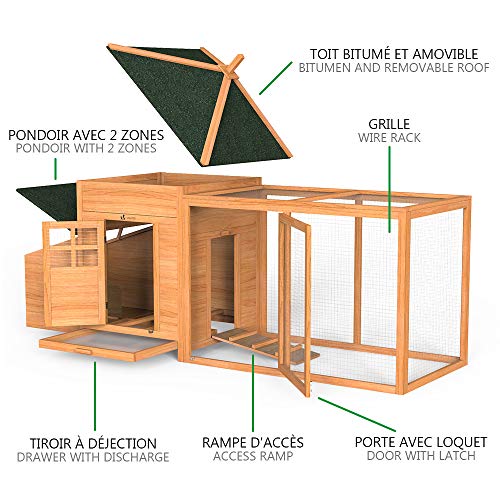 VOUNOT Pollaio in Legno, Pollaio per Galline ovaiole da Esterno, 190 x 100 x 55cm : Amazon.it: Commercio, Industria e Scienza