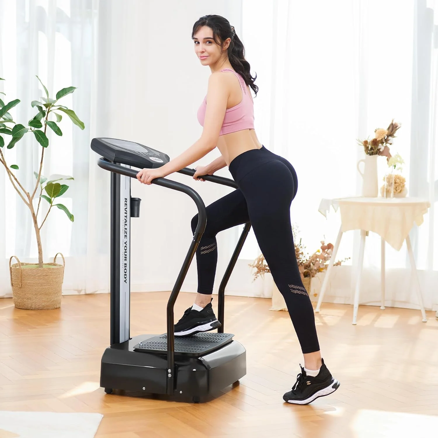 Whole Body Vibration Plate, 500W Vibration Plate Exercise Machine with 99 Levels 3 Preset Modes & 2 Resistance Bands, Training Fitness Vibration Platform Machine for Home Gym with 330lb Capacity
