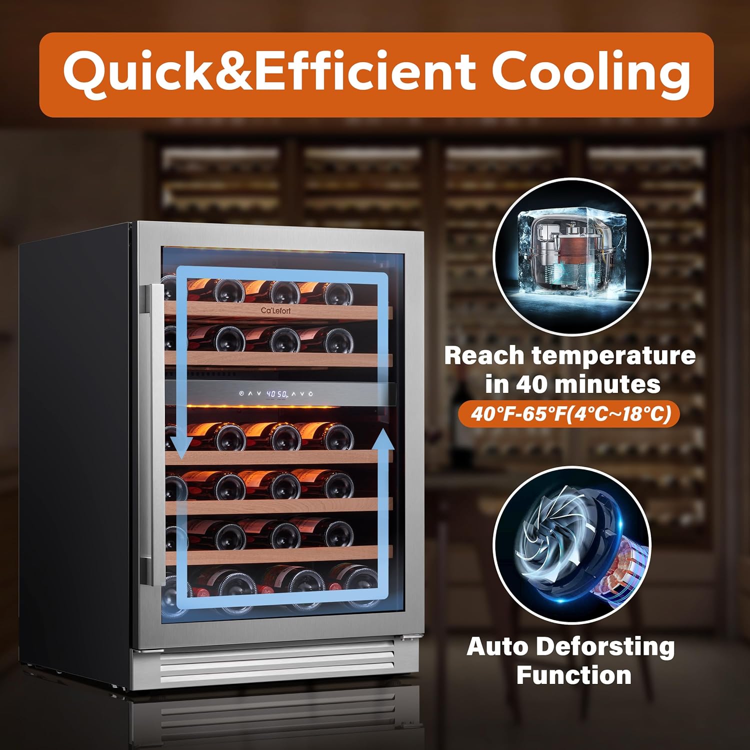 24&rdquo; Wine Cooler Refrigerator &ndash; 46 Bottle Wine Fridge Dual Zone with Modern Touch Intelligent Digital 40&deg; 65&deg;F Low Noise, Built in or Freestanding Wine Cooler for Home and Kitchen