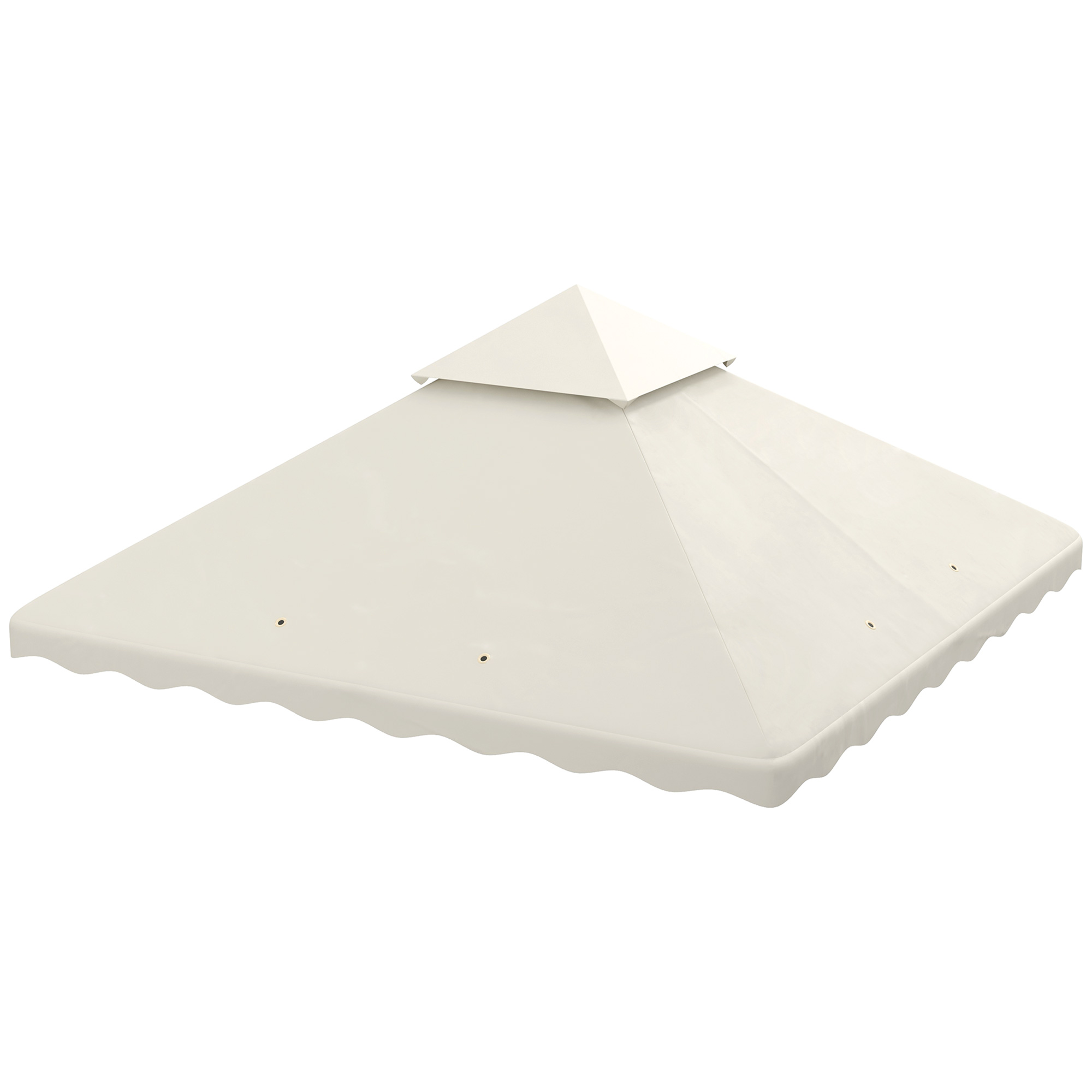 Outsunny Ersatzdach für Pavillon, mit Lüftungsdach, Wasserablauflöcher, Polyester, 3 x 3 m, Cremeweiß