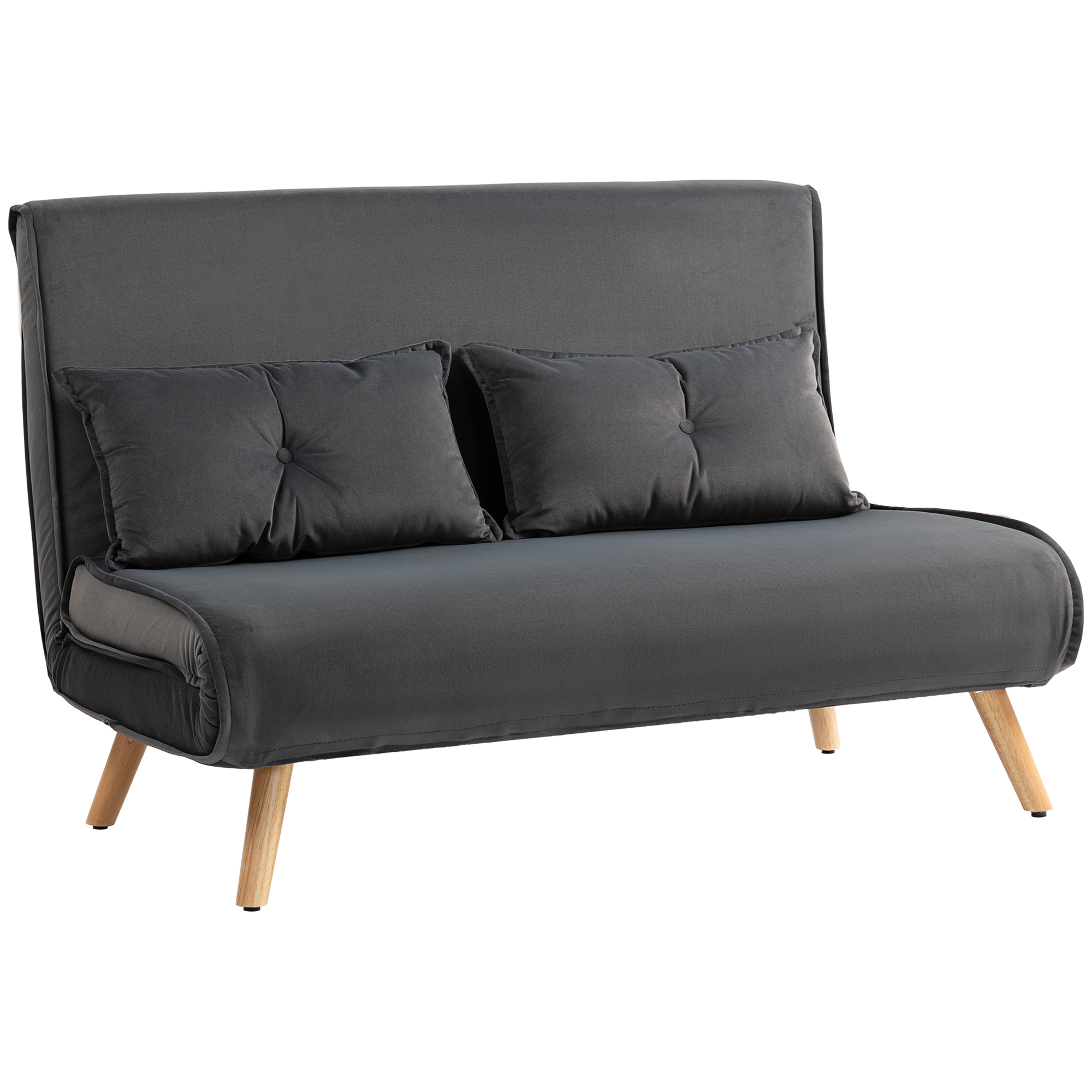 2-zits slaapbank, bedbank, om te bouwen bank met verstelbare rugleuning, stofbekleding, metalen frame, Grijs