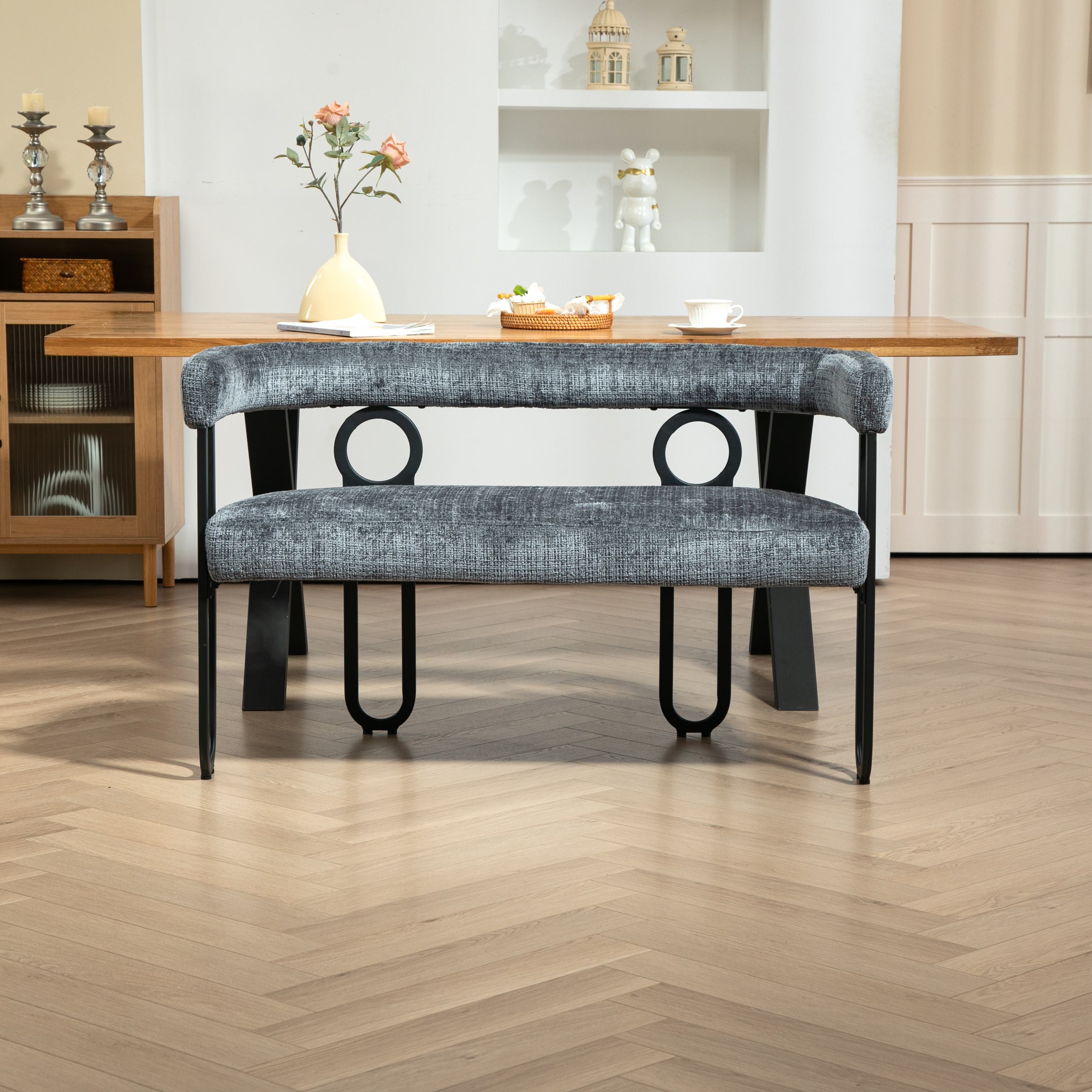 Doppelsofa mit abgerundeter Rückenlehne,Chenille-Stoff, modernes Design, Grau