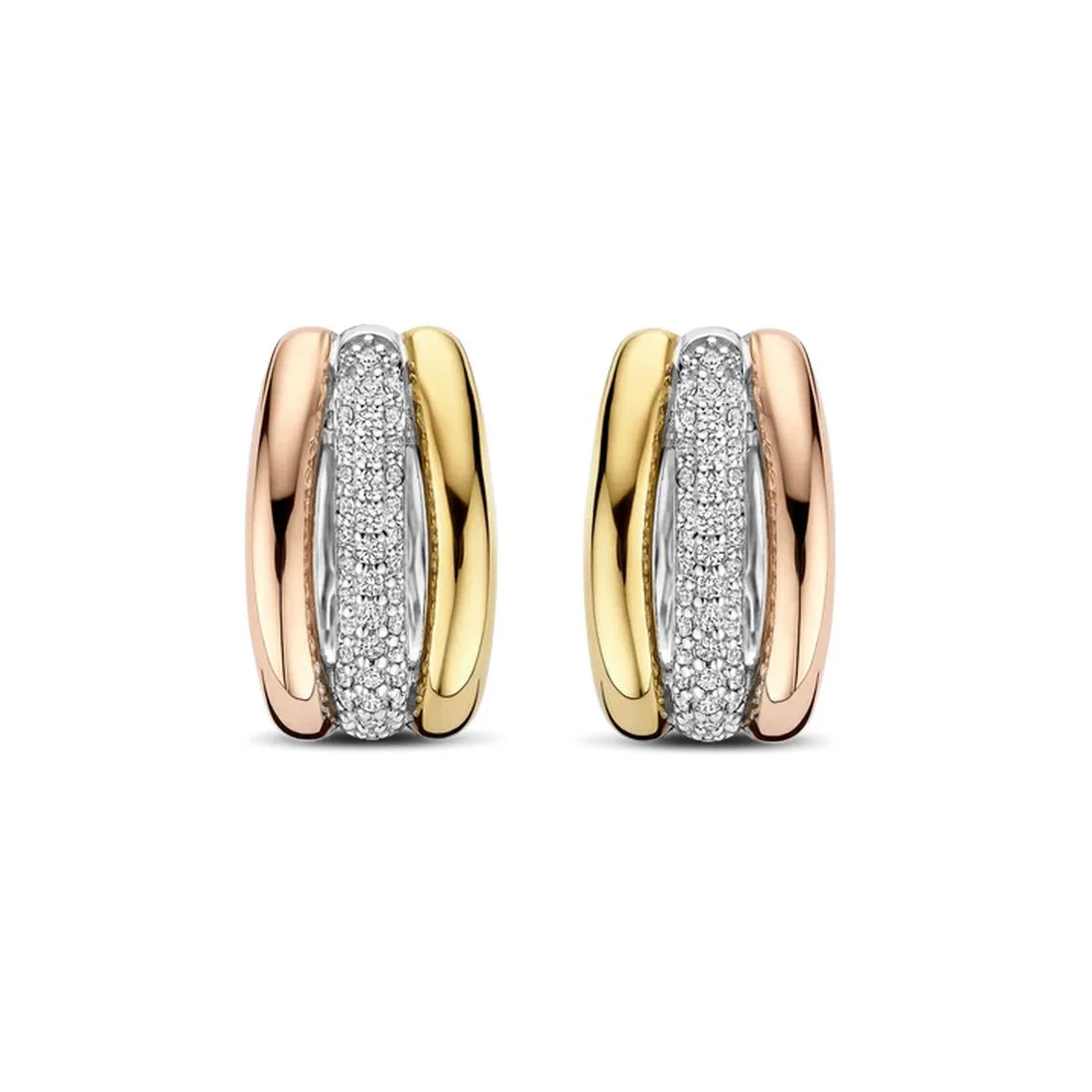 Orecchini Ti Sento Milano in argento tricolore con pietre 78072TZ