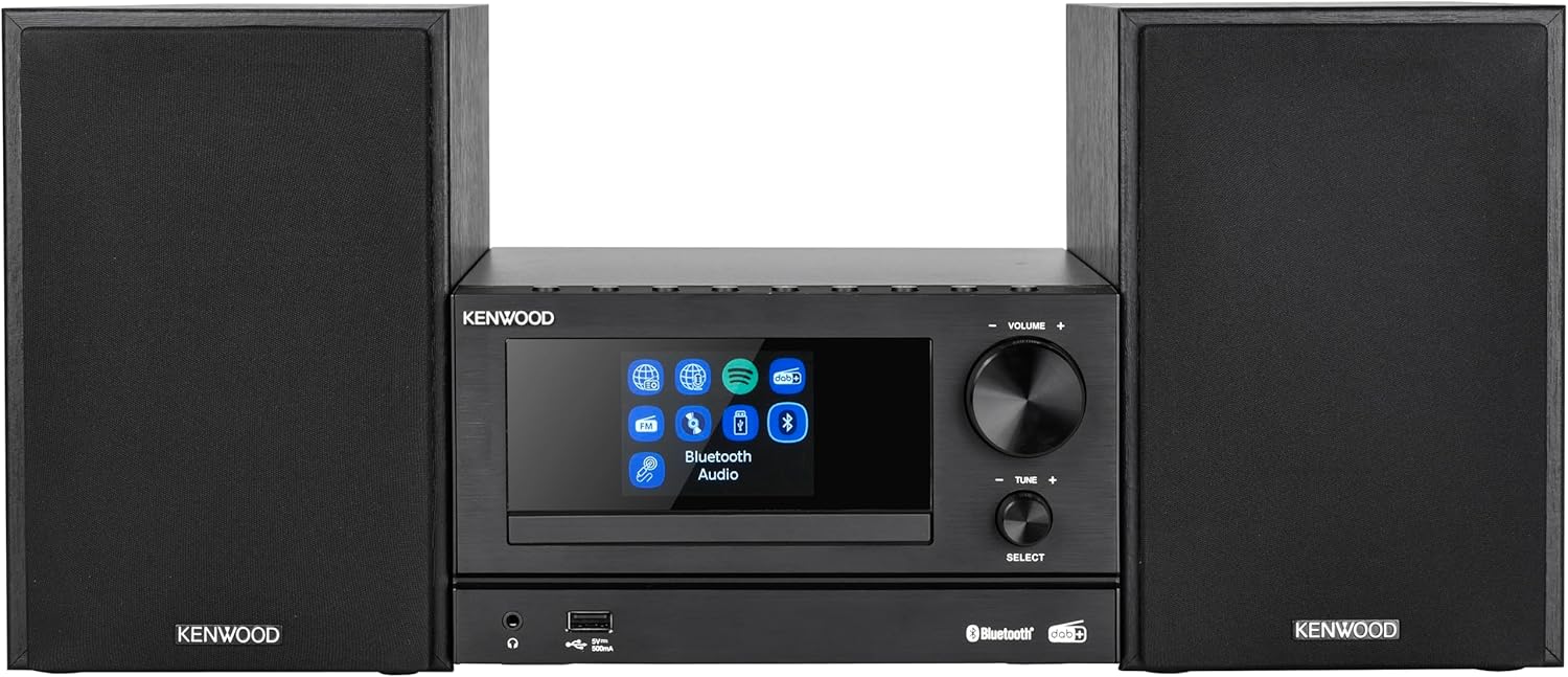 KENWOOD, Sistema Micro HiFi Stereo M-7000S, con Ricevitore Radio da Internet, DAB+ o FM, Lettore CD e Presa USB, Connessione a Spotify e Bluetooth, Podcast-Player, Funzione Radiosveglia, Silver