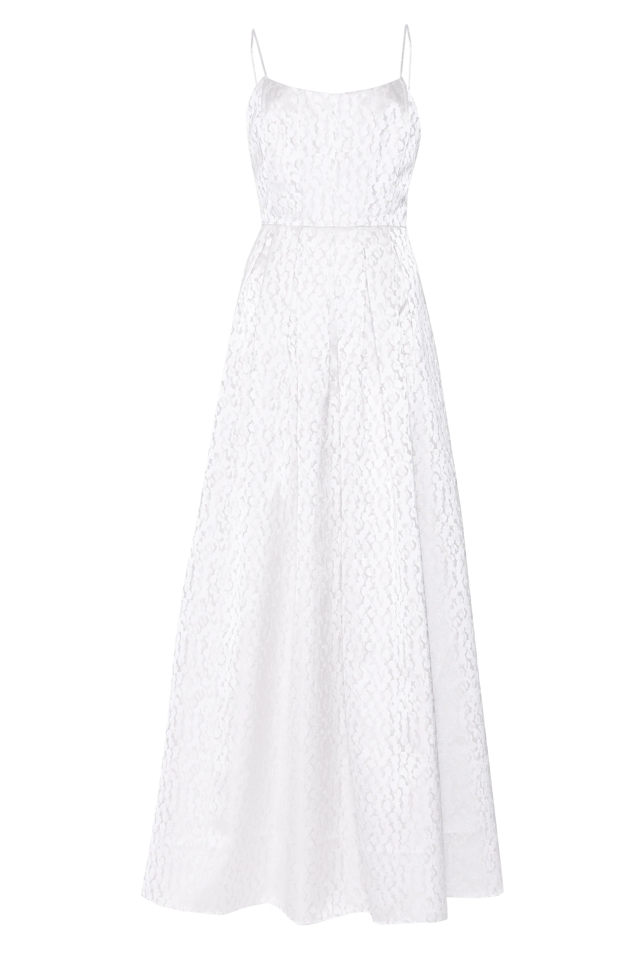 Silver Abstract Leopard Brocade Maxi Dress