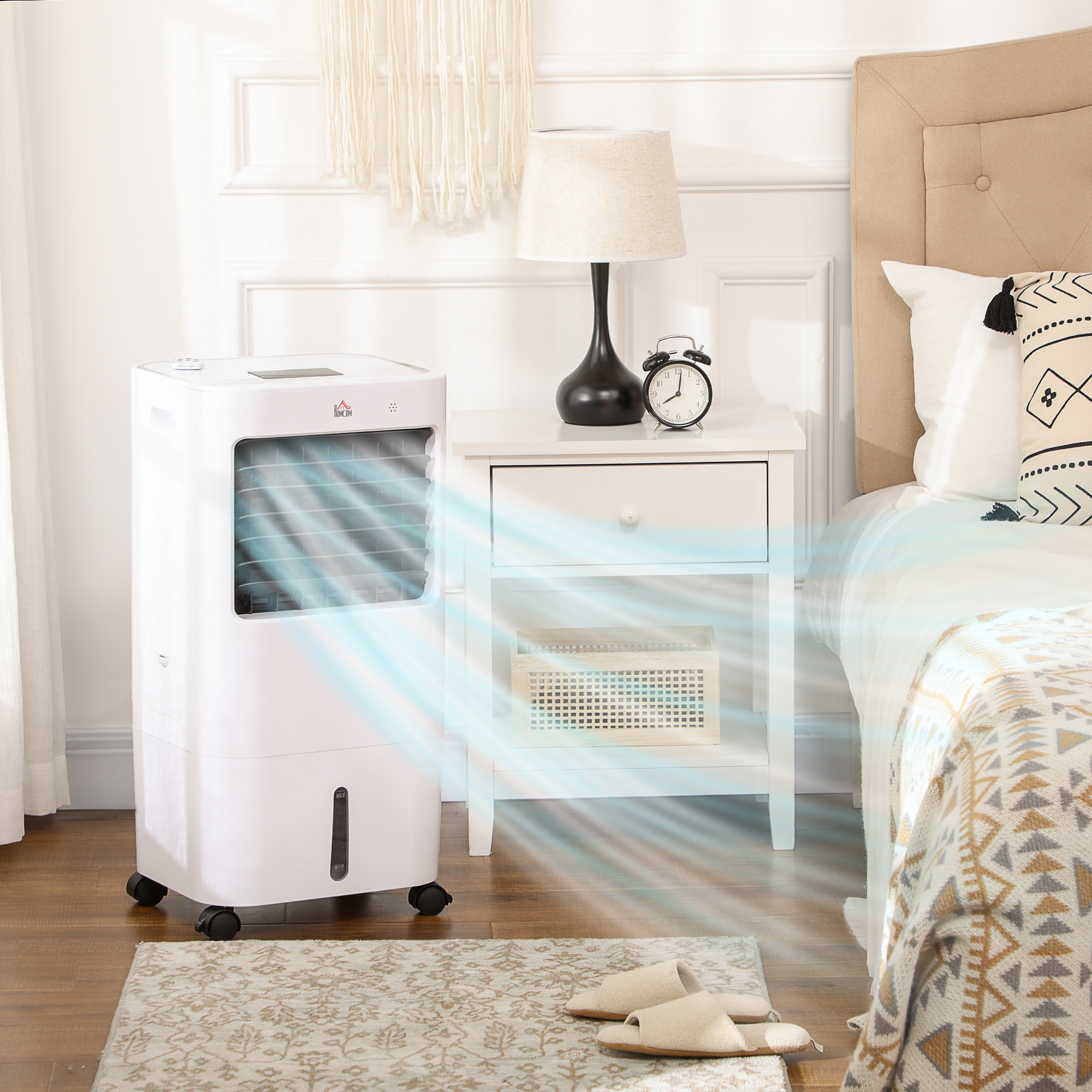 Airconditioner, Luchtkoeler, 3 Modi, Timerfunctie, Verrijdbaar, Kunststof, Wit