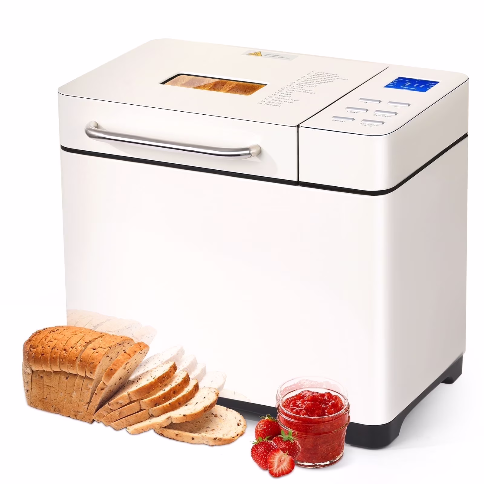 KBS 19-in-1 2LB Bread Maker Machine with Dual Heaters& Auto Nut Dispenser,Ceramic Pan with 2 kneading paddle,15 Hour delay timer&1 hour keep warm Model#013A
