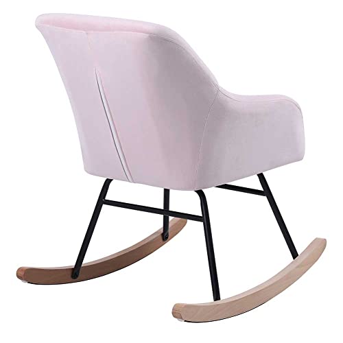 BAKAJI Poltrona Sedia a Dondolo Relax Casa Rivestimento in Tessuto Struttura Legno Imbottita Piedi in Metallo Base Dondonlante Legno Dimensione 60 x 78 x 78 cm Design Moderno Scandinavo (Rosa) : Casa e cucina