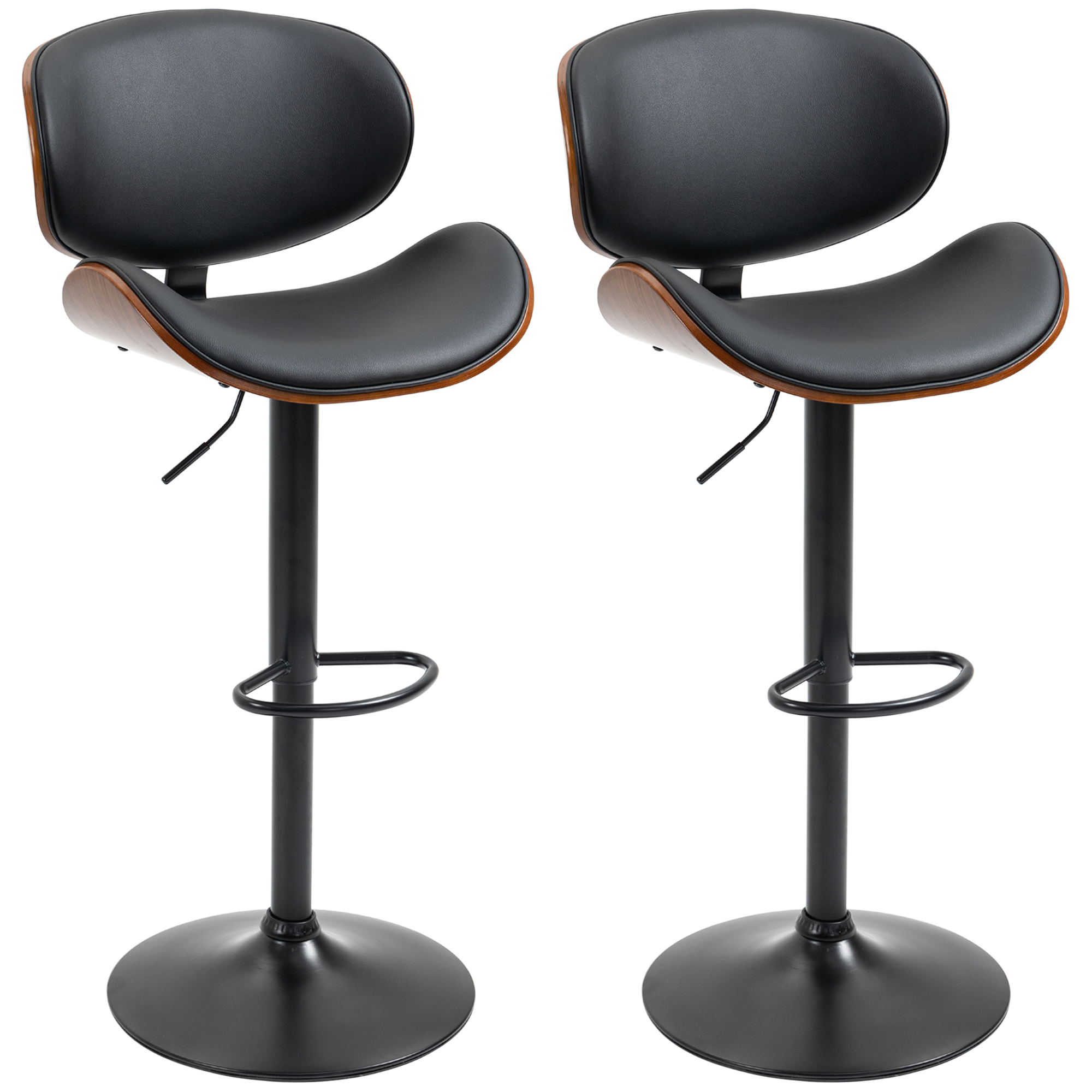 HOMCOM Barhocker-Set, höhenverstellbar, drehbar, Kunstleder, Stahlrahmen, schwarz, 53 x 50,5 x 112,5 cm