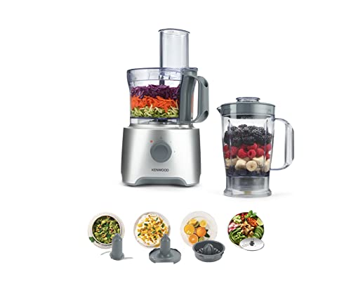 Kenwood FDP302SI Robot da Cucina con ciotola da 2,1L dotato di Frullatore da 1,2L Spremiagrumi, gruppo lame e 1disco emulsionatore in acciaio inox, 2 velocità   Pulse, Silver : Amazon.it: Casa e cucina