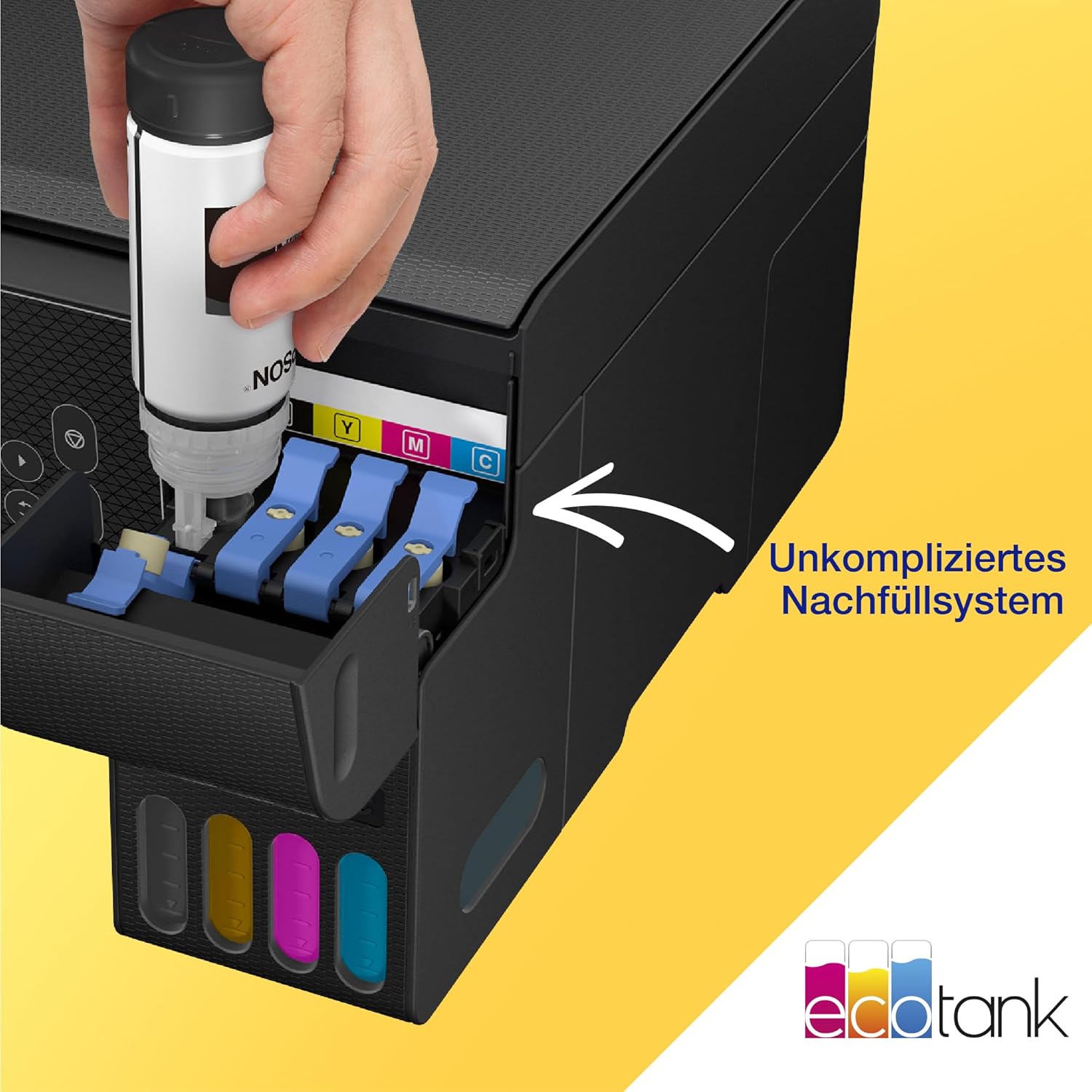 EcoTank ET-2870 Tintentankdrucker für vielbeschäftigte Haushalte WLAN A4 Drucken, Kopieren, Scannen 3.7 cm LCD-Display inkl. Tinte für bis zu 3 Jahre