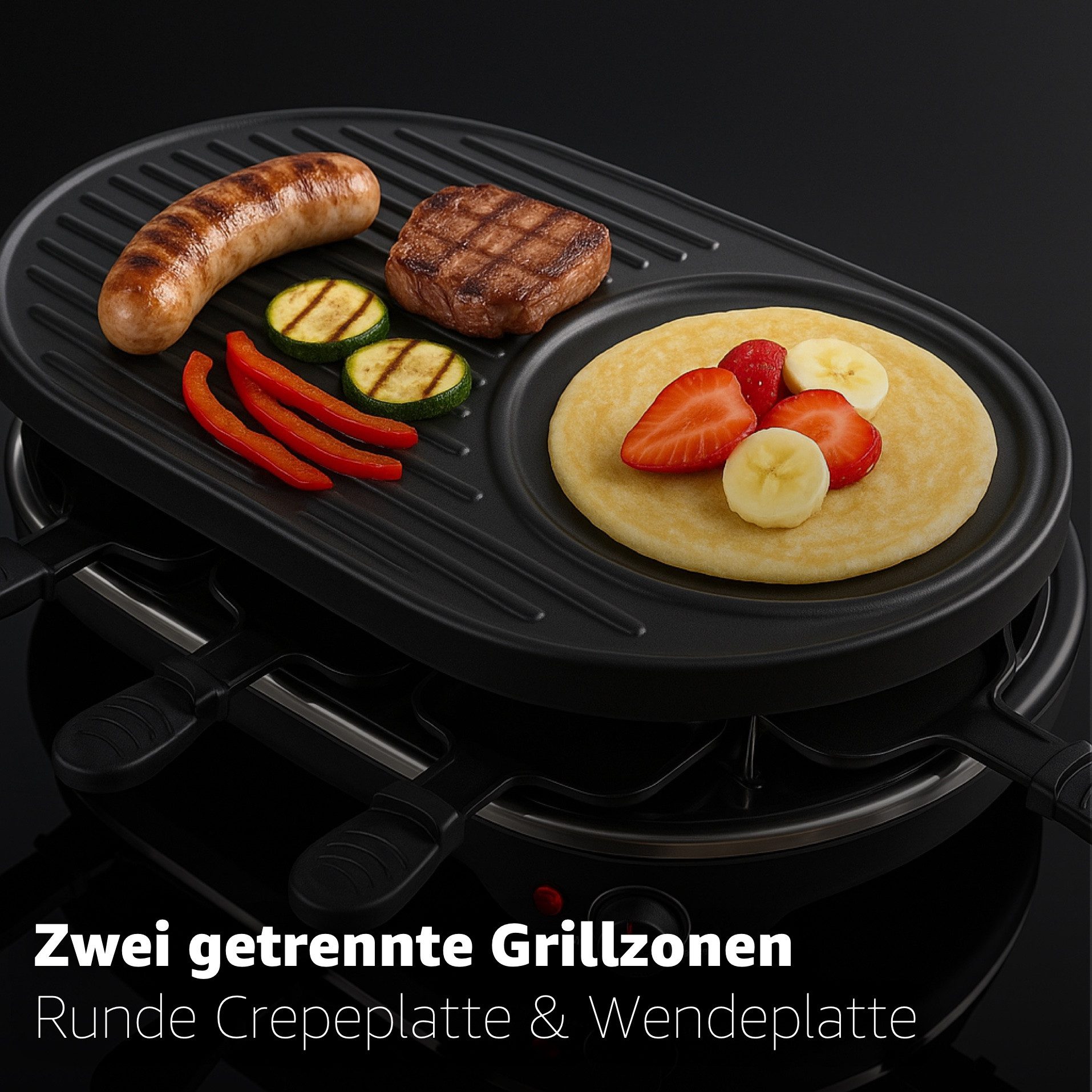 Raclette Raclette Set für 8x Personen - Grillplatte & Steinplatte